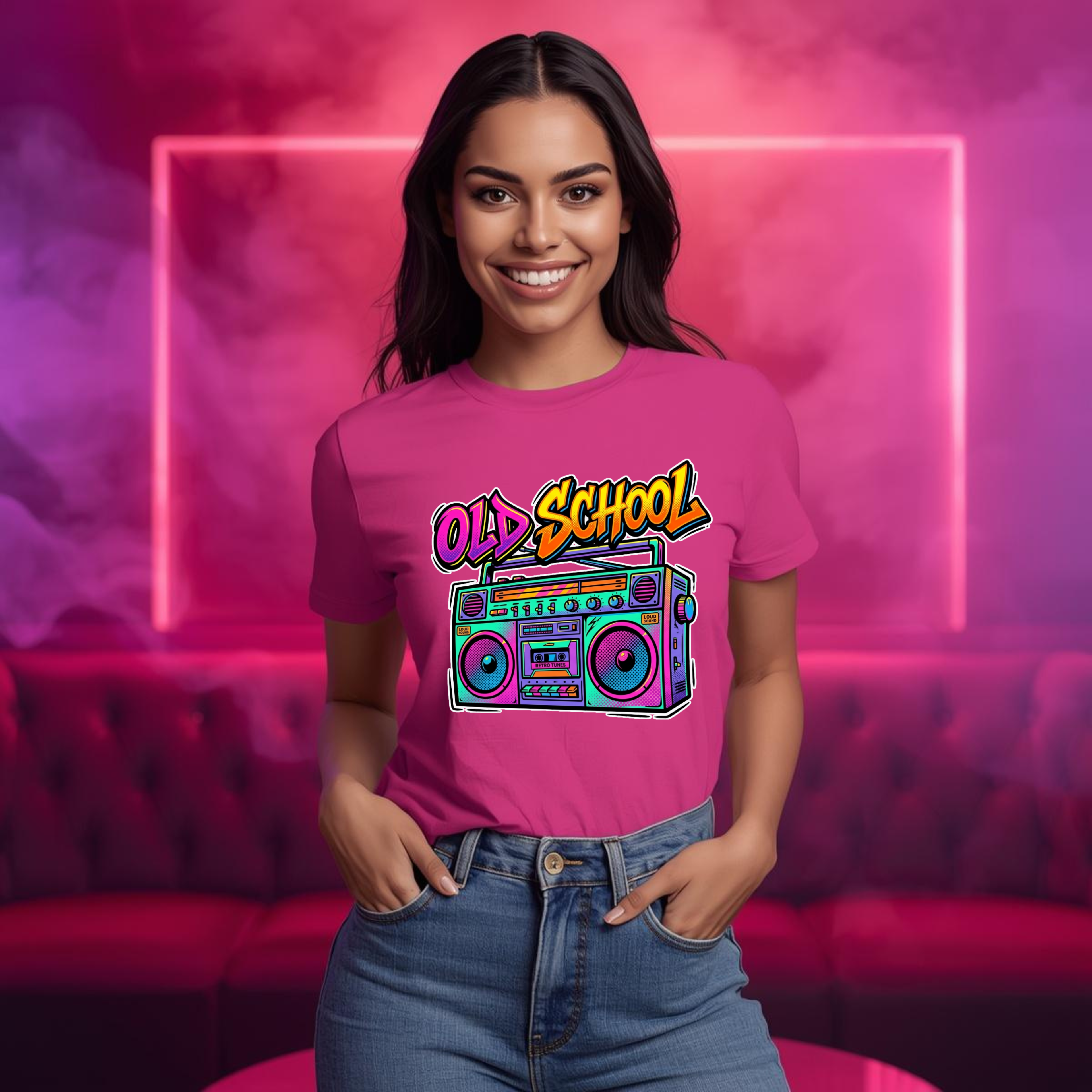 Old School Boombox Tee — Retro 80s Vintage Radio Graphic T-Shirt