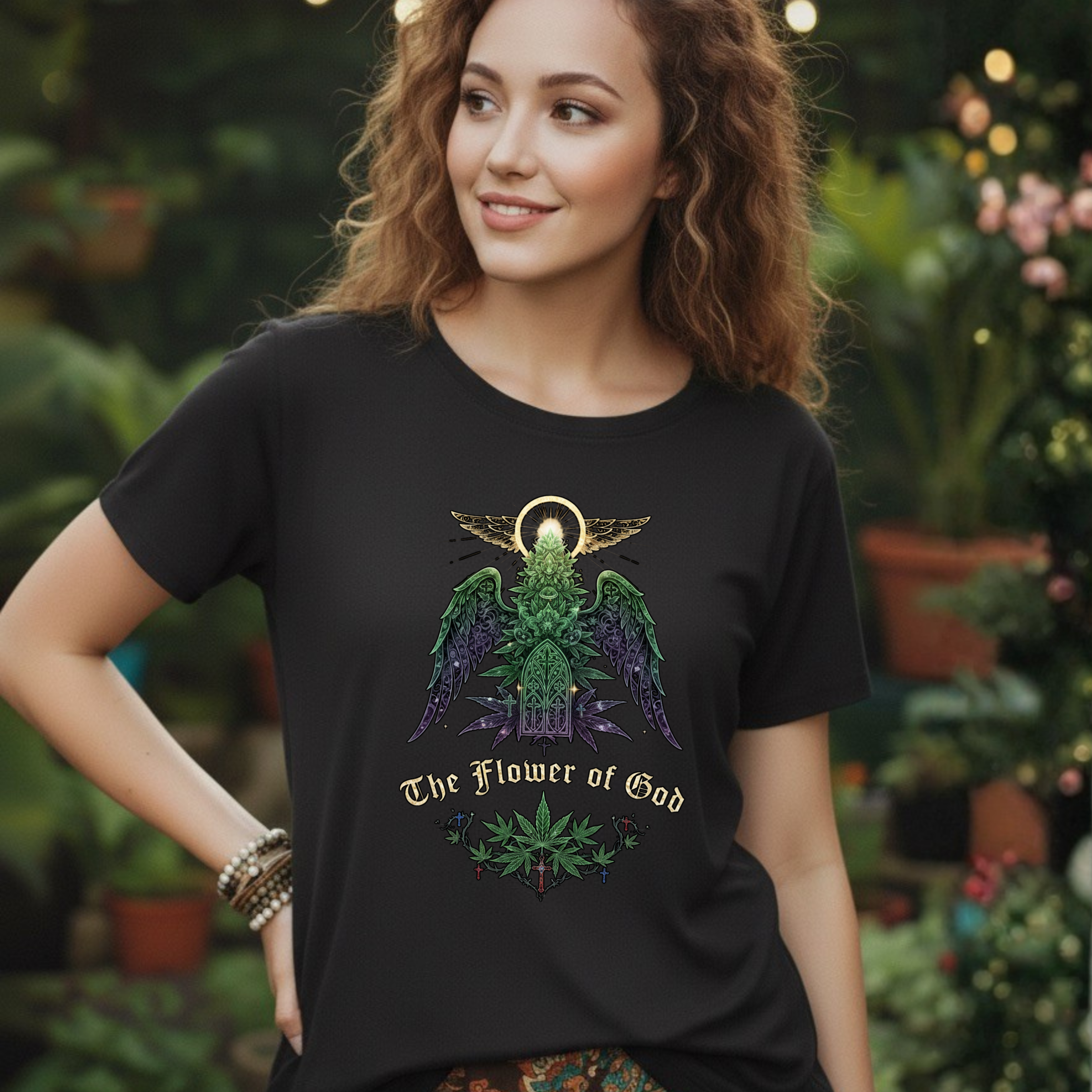 Flower of God- Angel T-Shirt | Retro Botanical Stoner Religious Tee