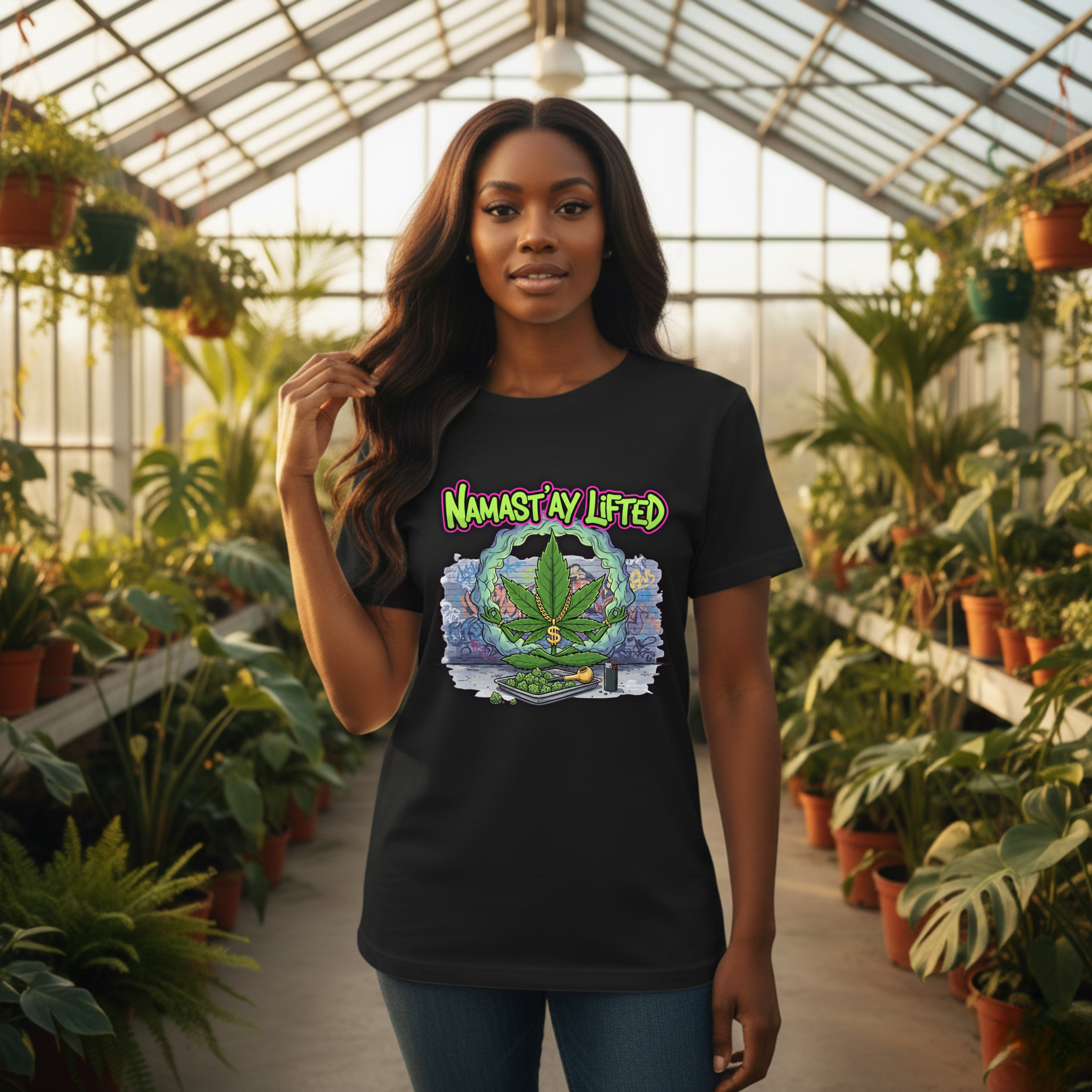 Namast'ay Lifted Stoner Meditation Unisex Tee, Chill Yoga T-Shirt, Relaxation Meditation Top, Men Women Gift Clothing, Spiritual Zen