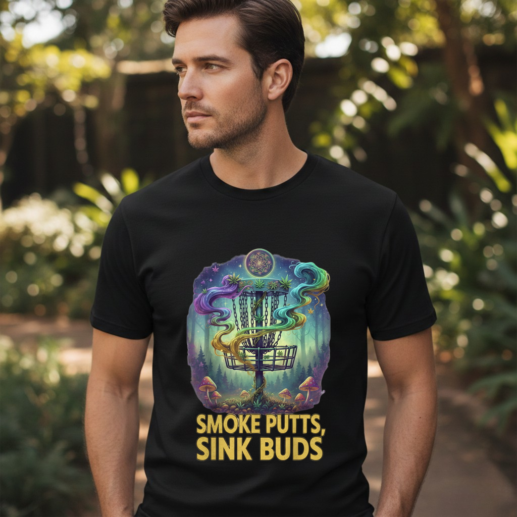 Smoke Putts Disc Golf T-Shirt, Stoner 420 Graphic Tee, Unisex Jersey Short Sleeve Tee for Smokers, , Gift for Stoners, Weed Frolph,
