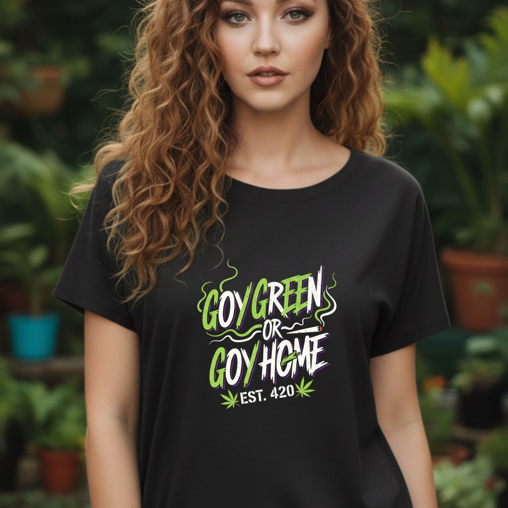 Goy Green or Goy Home T-Shirt | 420 Leaf Graphic Tee
