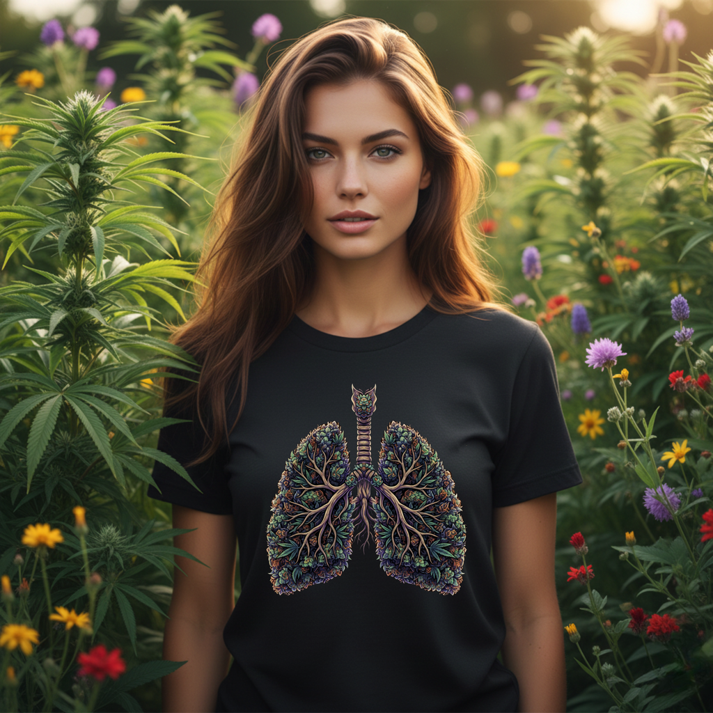 420 Lungs Illustration Tee | Botanical Respiratory Anatomy Shirt