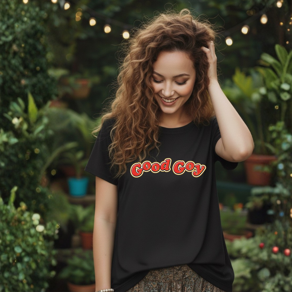 Good Goy Retro Bubble Letter T-Shirt | Nostalgic Parody Design