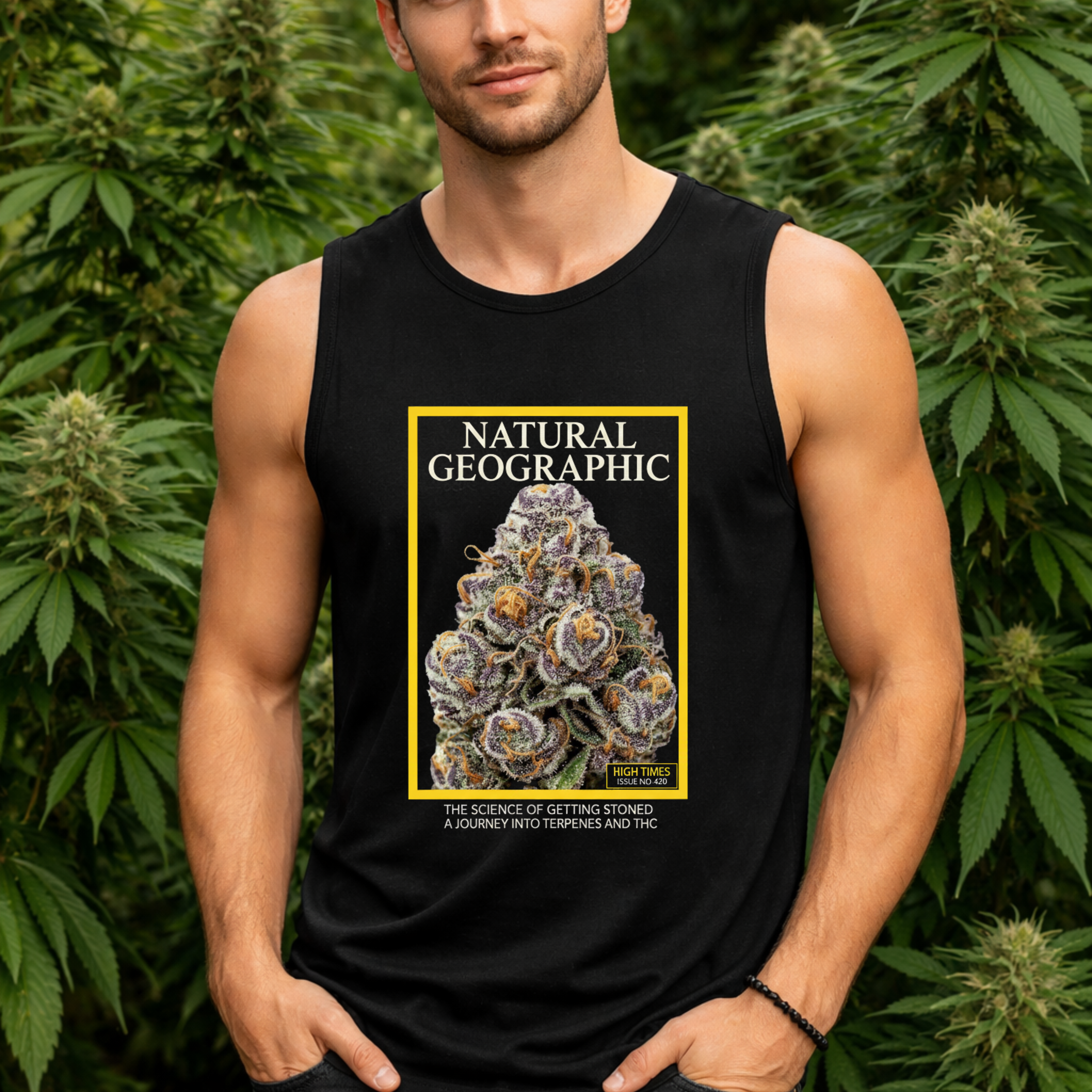 Natural Geographic Bud Tank Top — Stonewash Graphic Muscle Tee