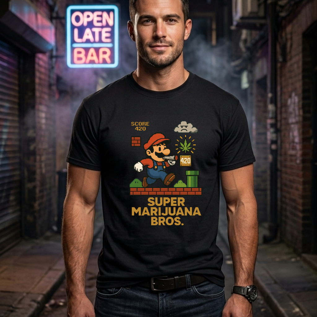 Super Herb Bros Graphic Tee | Retro Pixel Stoner Gaming Shirt
