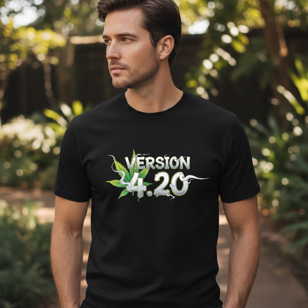 Version 4.20- Leaf Smoke Design T-Shirt | Stoner Humor Tee