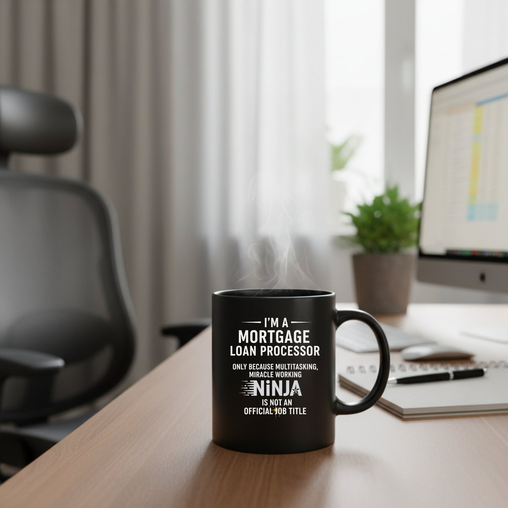 Mortgage Loan Processor mug | Black Ceramic Coffee Mug, Funny Workplace Typography