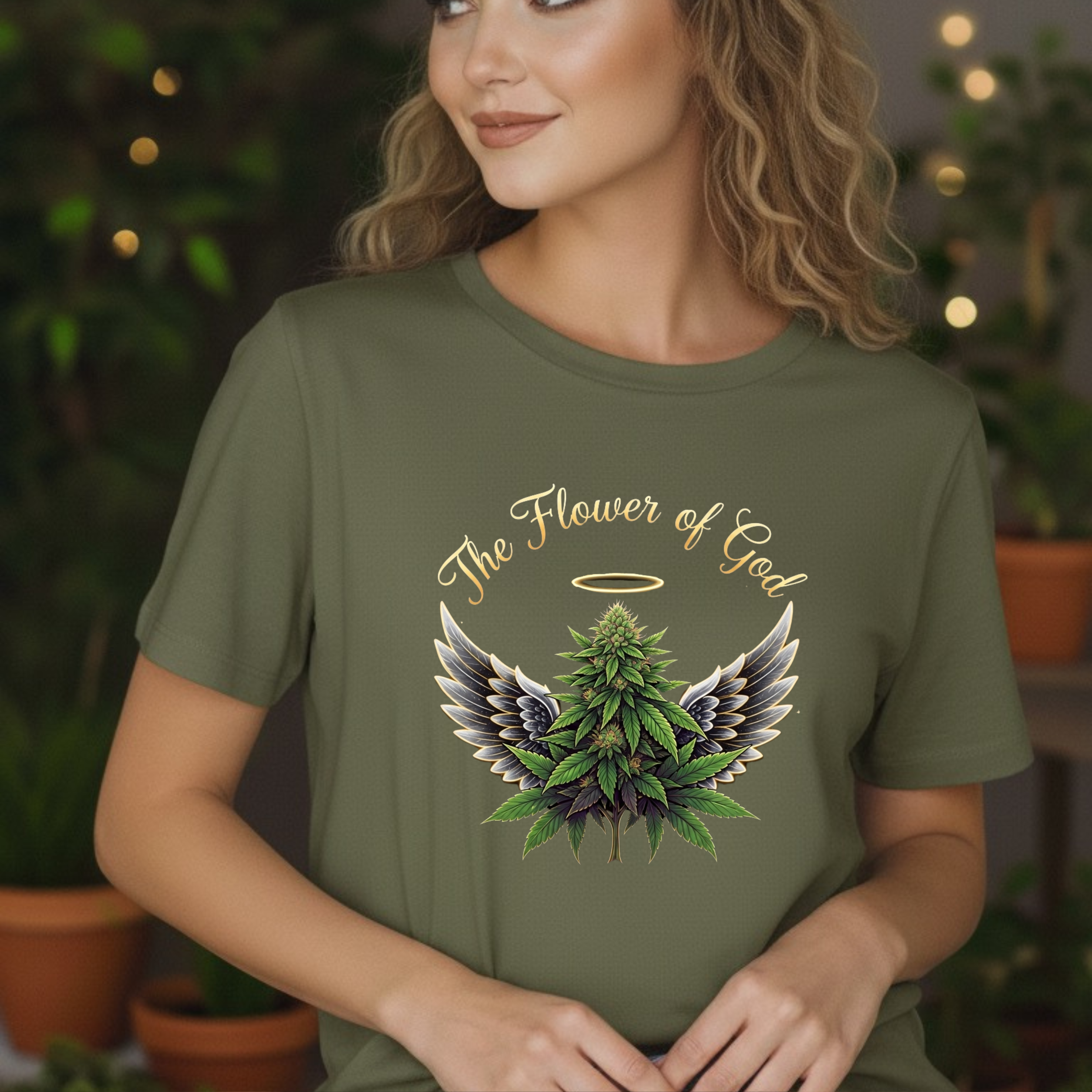The Flower of God Angel Wings Cannabis Tee — 420 Stoner Graphic T-Shirt