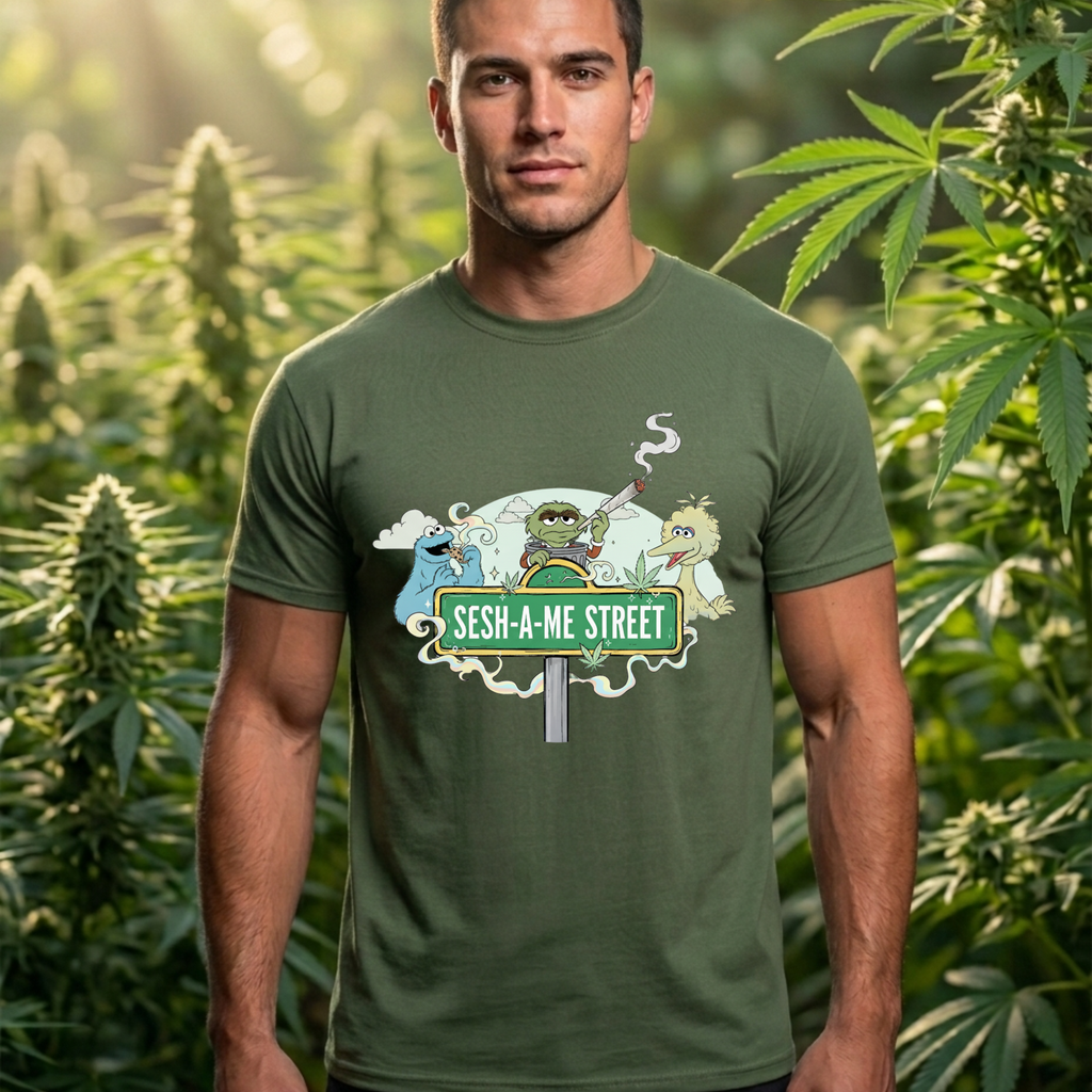 Sesh-a-me Street Stoner Tee, 420 Parody Shirt