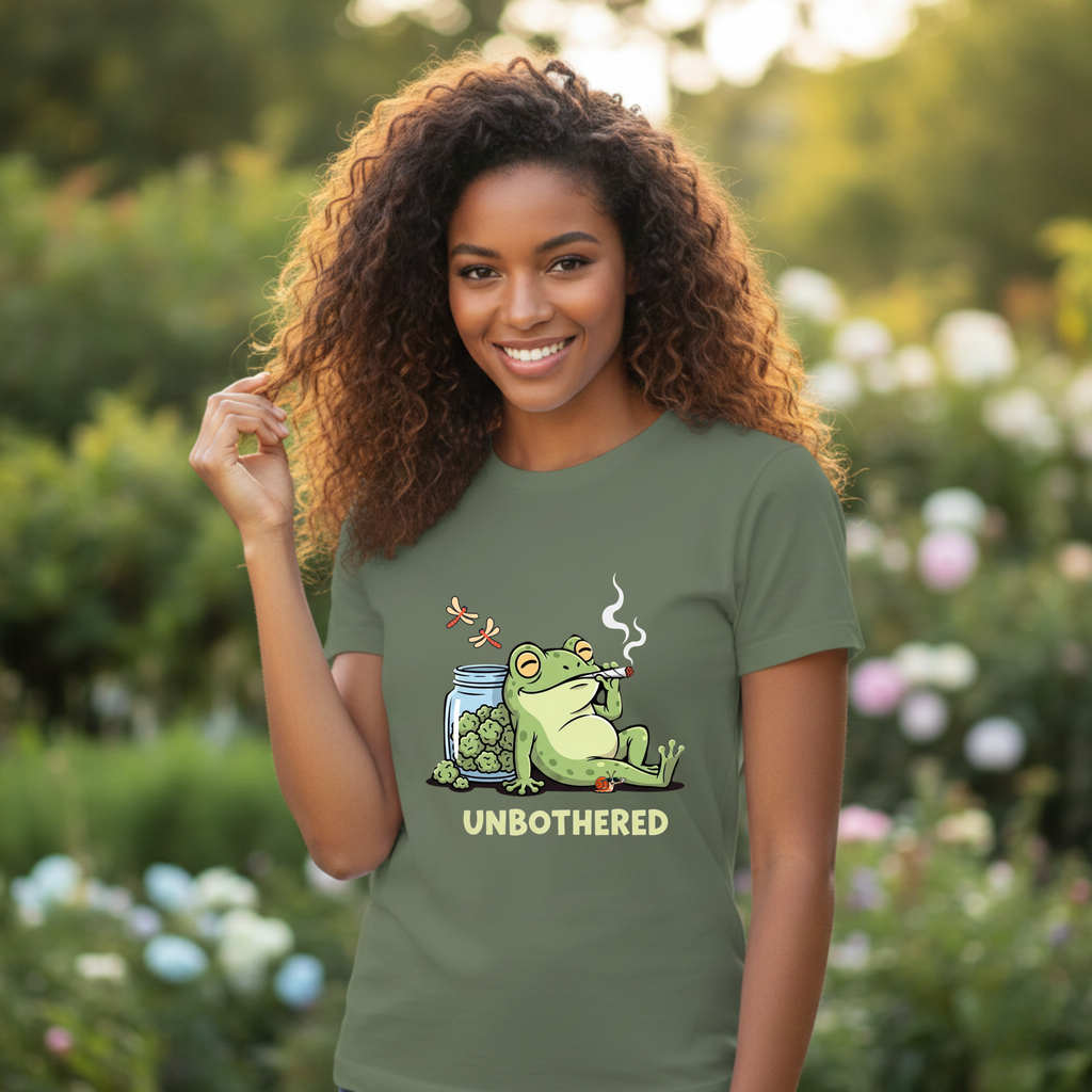 Unbothered Smoking Frog T-shirt | Relaxed Stoner Frog Graphic Tee
