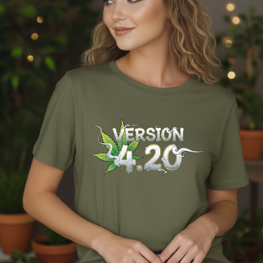 Version 4.20- Leaf Smoke Design T-Shirt | Stoner Humor Tee