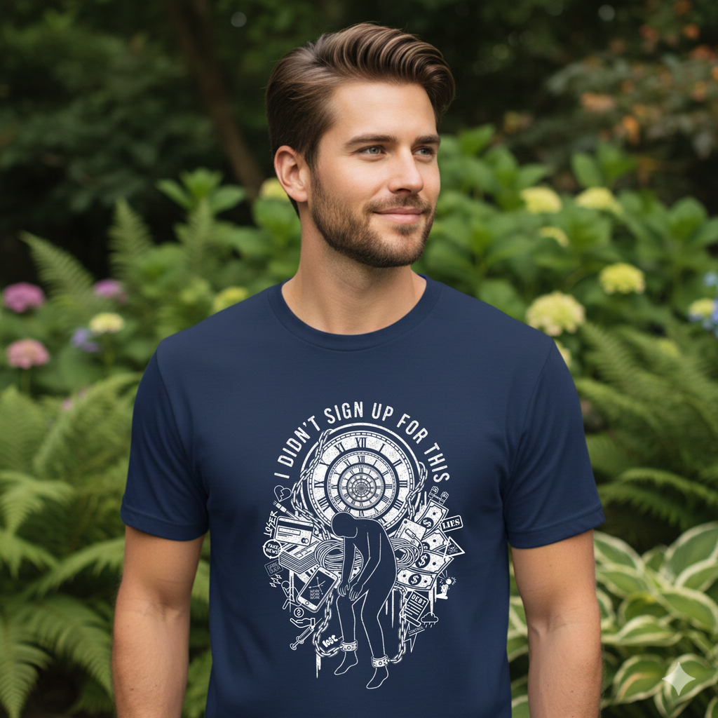I Didnt Sign Up For This T Shirt Surreal Burnout Drowning Figure Existential Graphic Tee