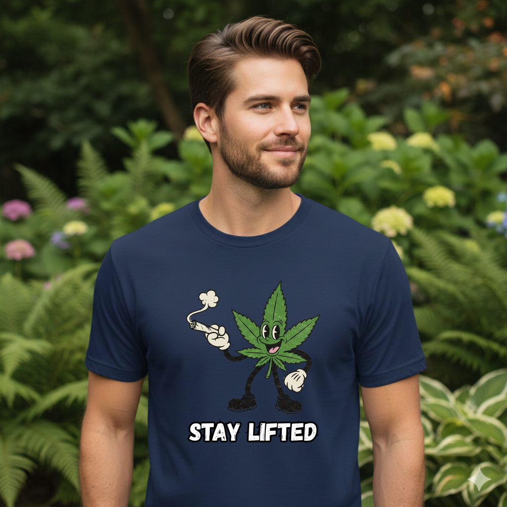 Stay Lifted Herb Leaf Tee | Funny 420 Graphic Shirt