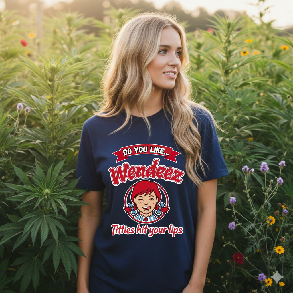 "Do You Like Wendeez Titties Hit Your Lips"- Funny, Parody Retro Logo Tee
