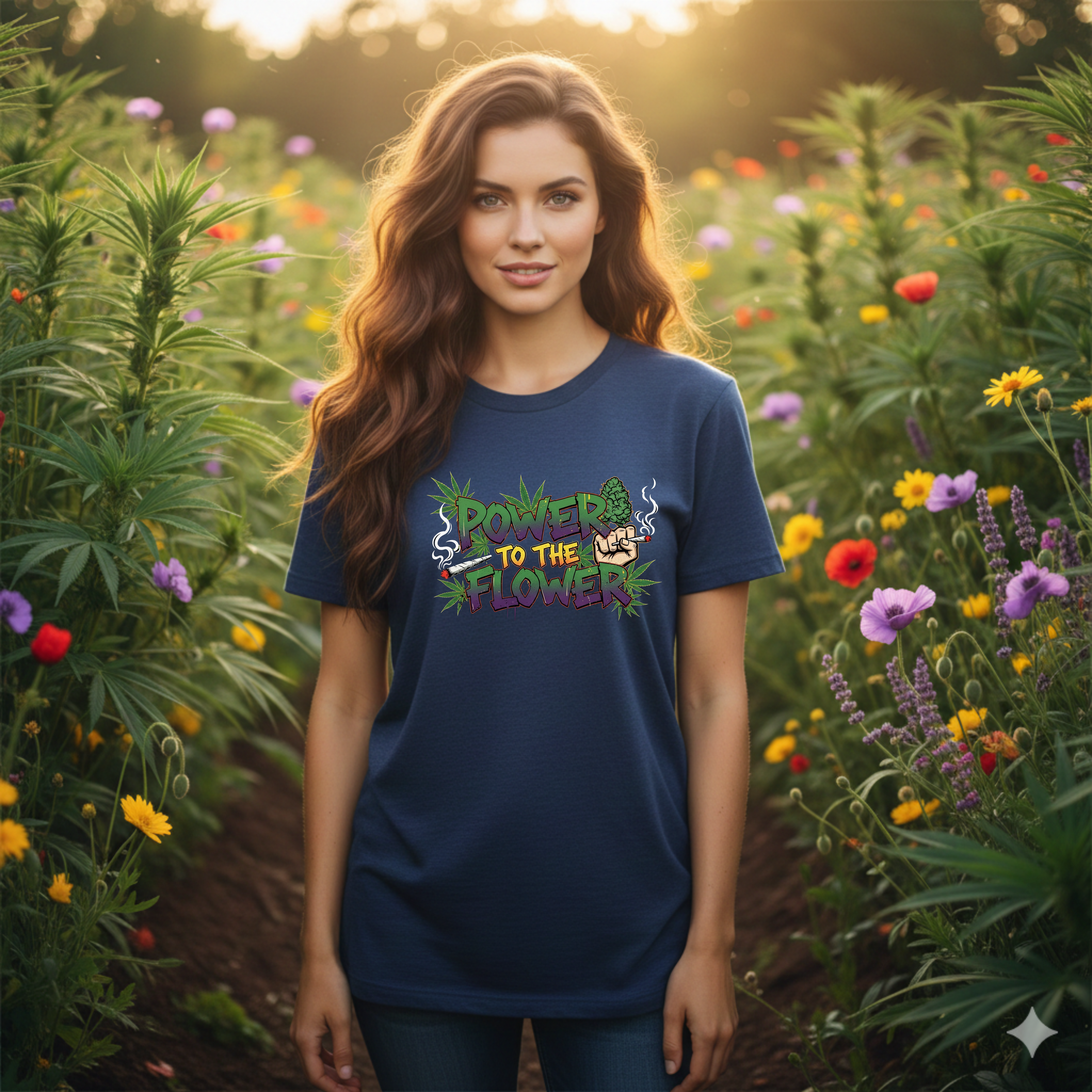 Power to the Flowers Tee | Stoner Conspiracy- Retro Graffiti 420 Leaf