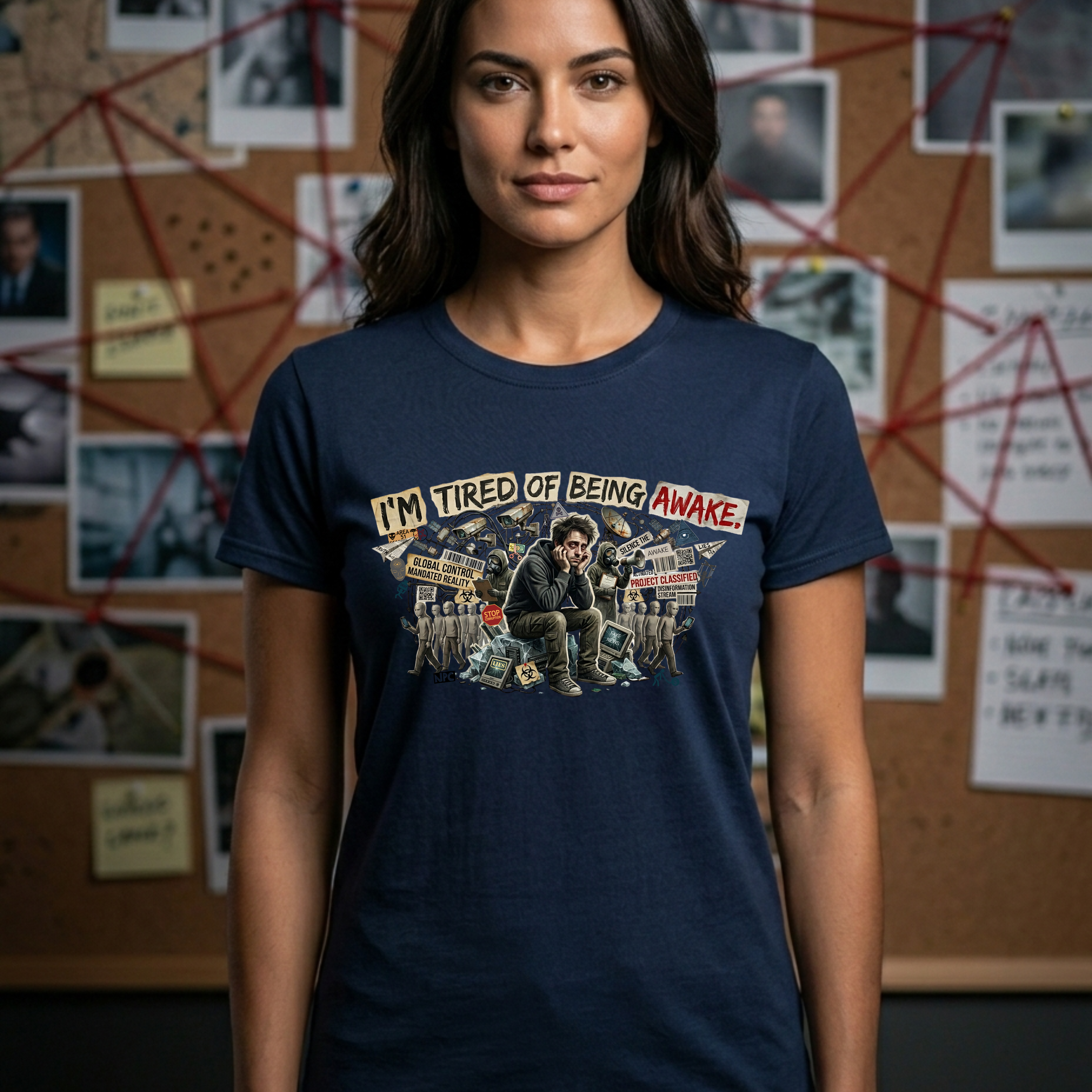 “I’m Tired of Being Awake” Graphic Tee — Conspiracy / Non-NPC Statement Shirt