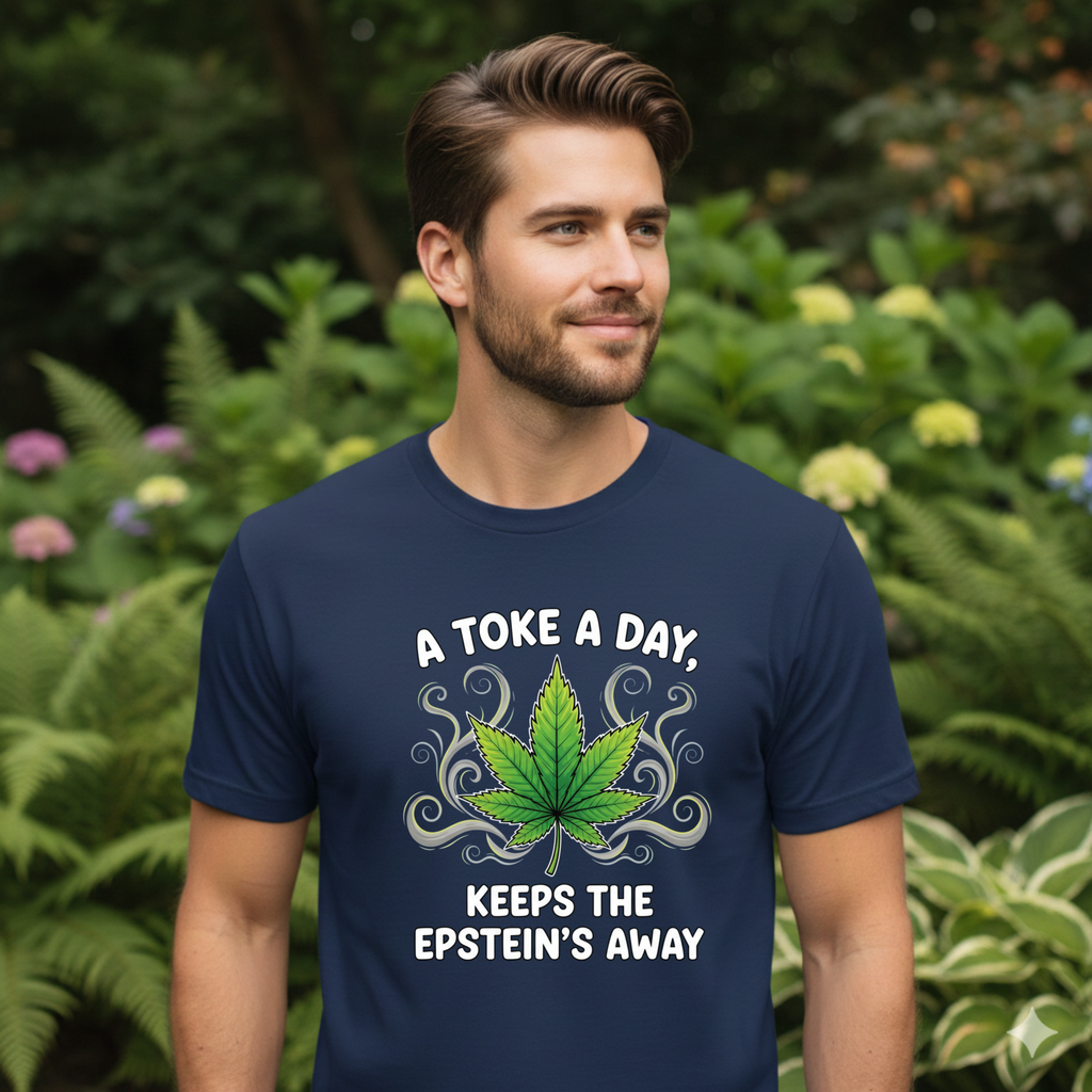 A Toke a Day Keeps the Epstein's Away T-Shirt | Herb Leaf Graphic Tee