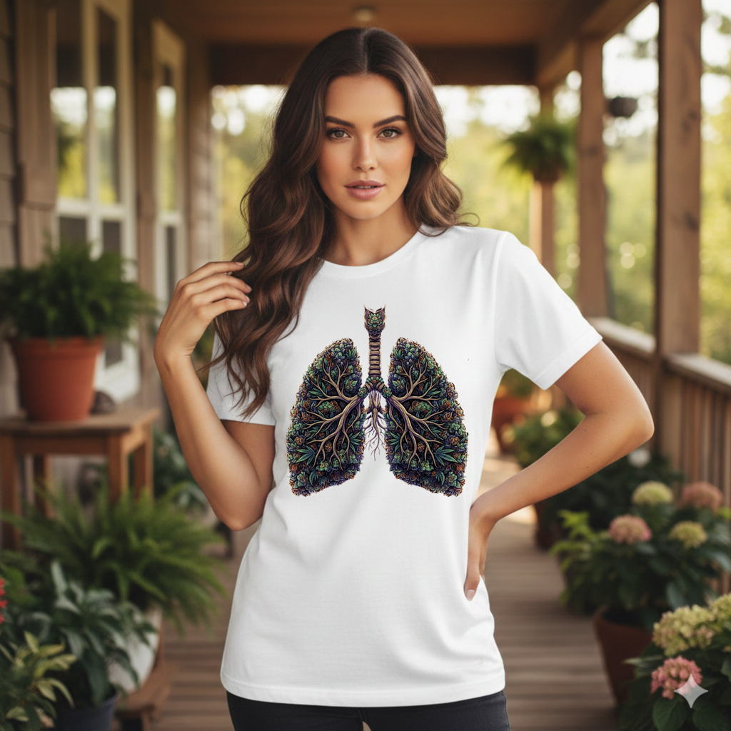 420 Lungs Illustration Tee | Botanical Respiratory Anatomy Shirt