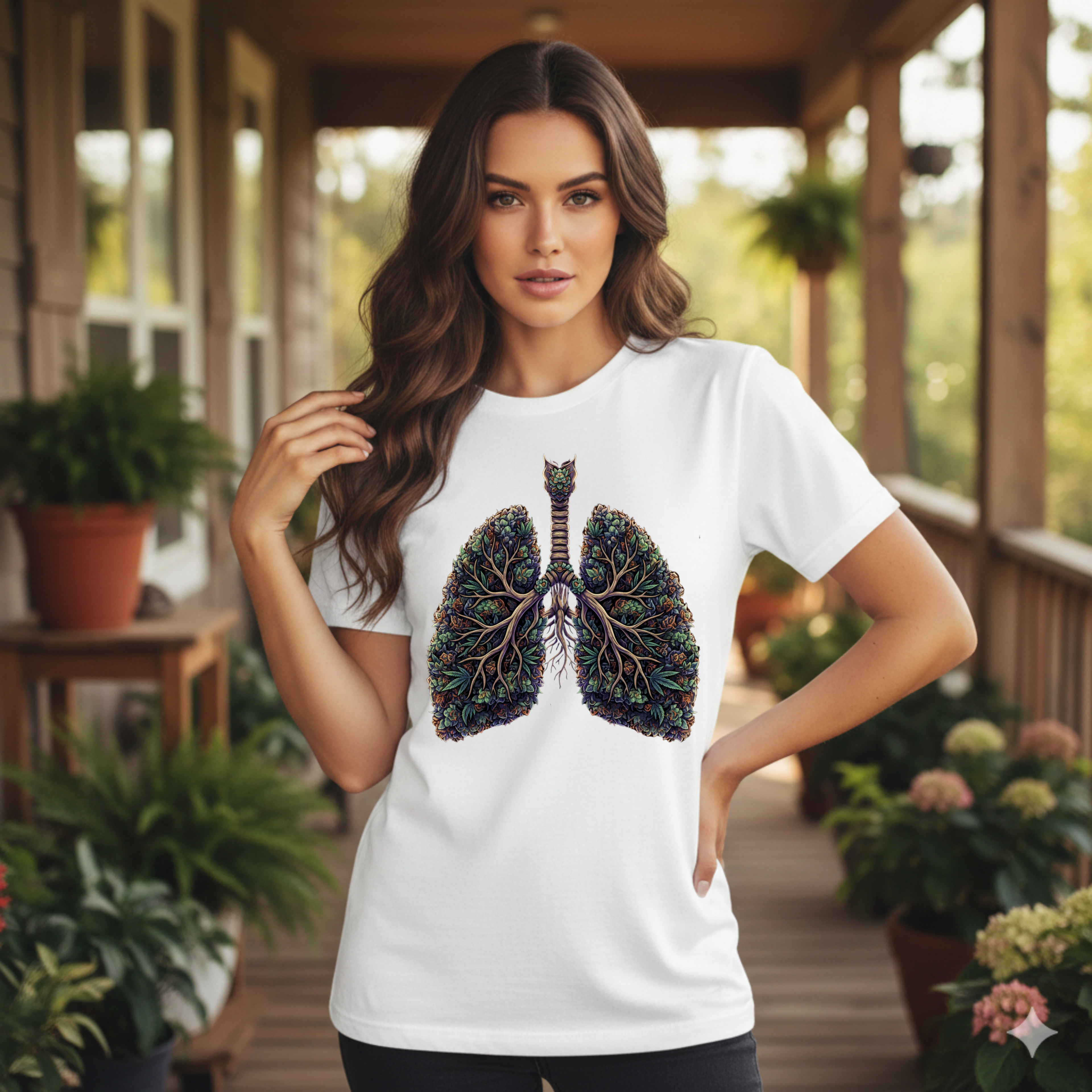 420 Lungs Illustration Tee | Botanical Respiratory Anatomy Shirt