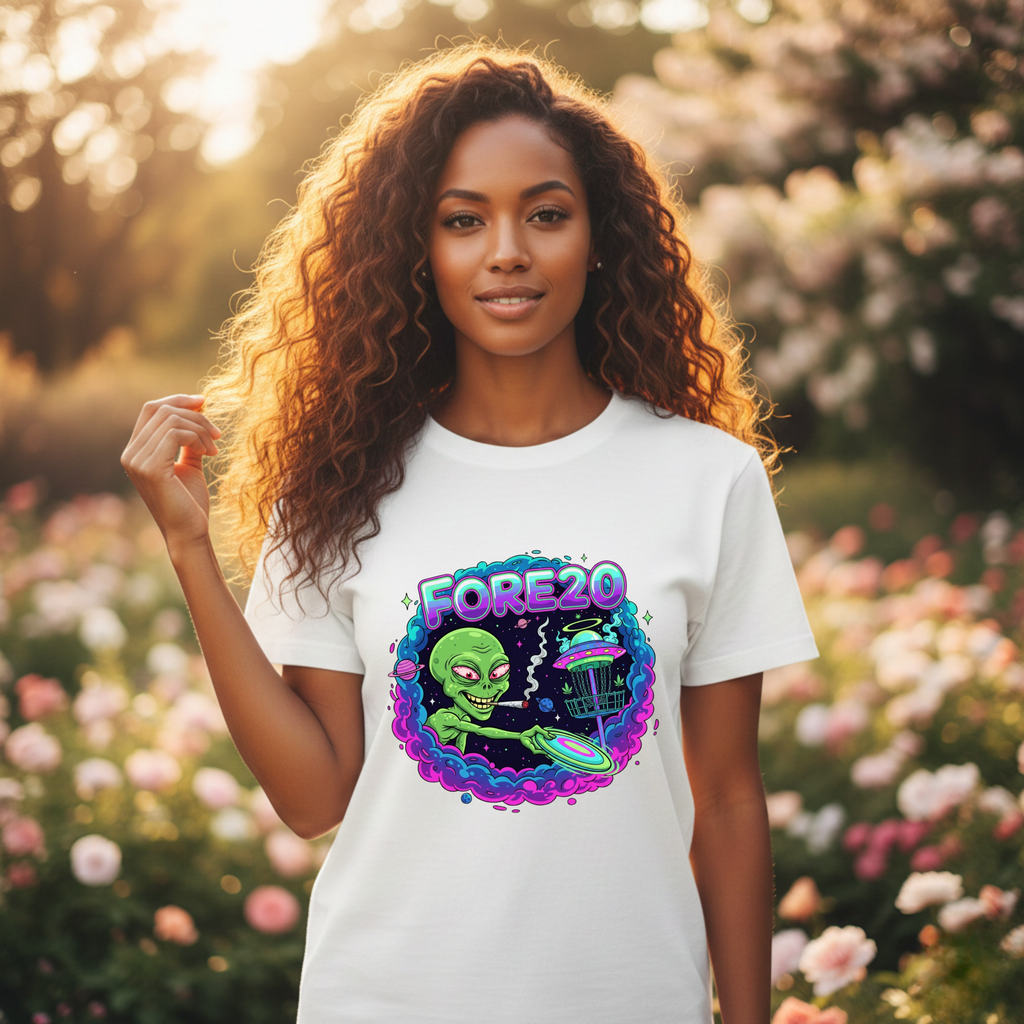 Stoner Alien Disc Golf Tee, UFO T-Shirt, Fun Casual Wear, Gift for Space Lovers, Sci-Fi Fan Apparel, Dunny 420 Frolph Shirt