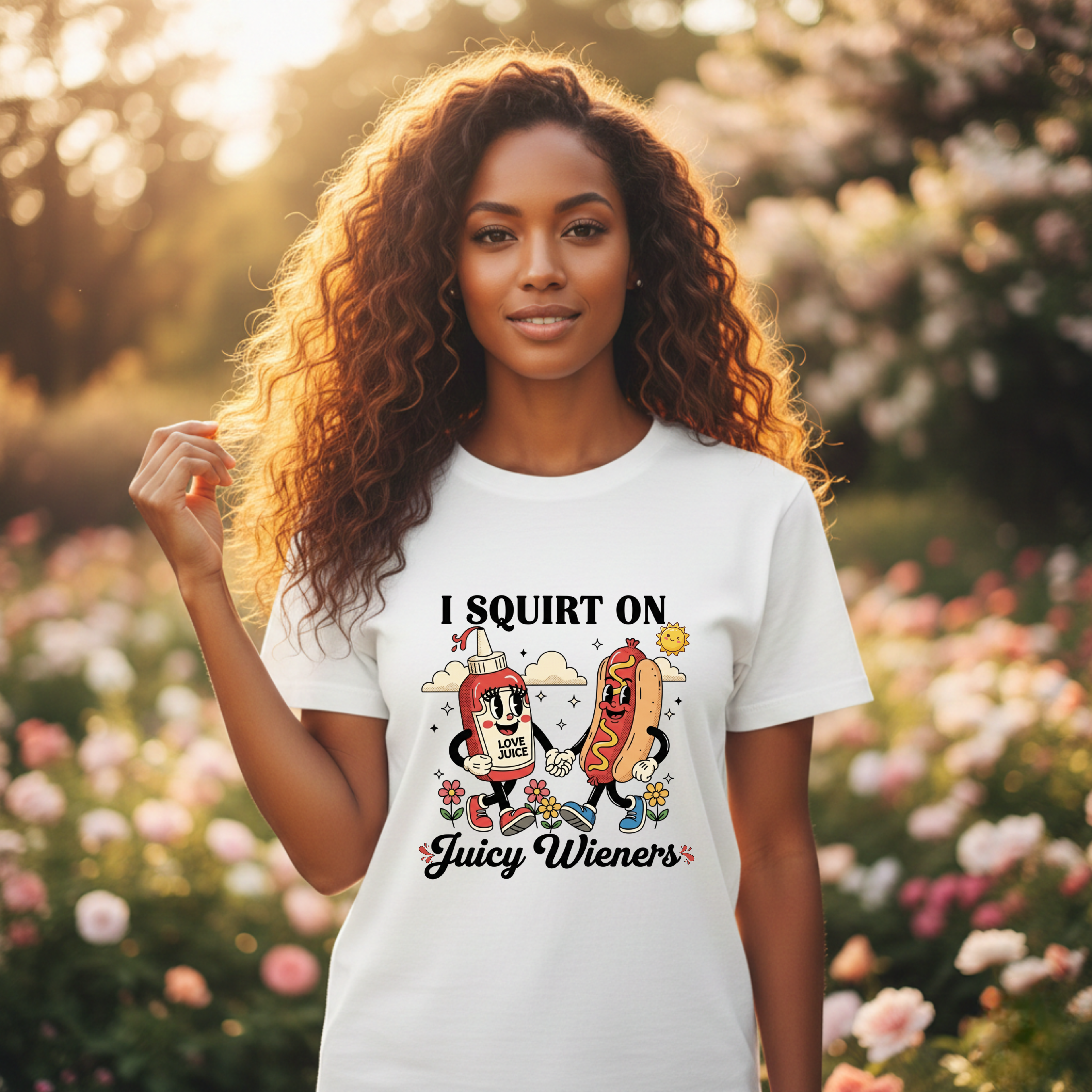 Ketchup & Hot Dog Cartoon I Squirt On Juicy Wieners T-Shirt