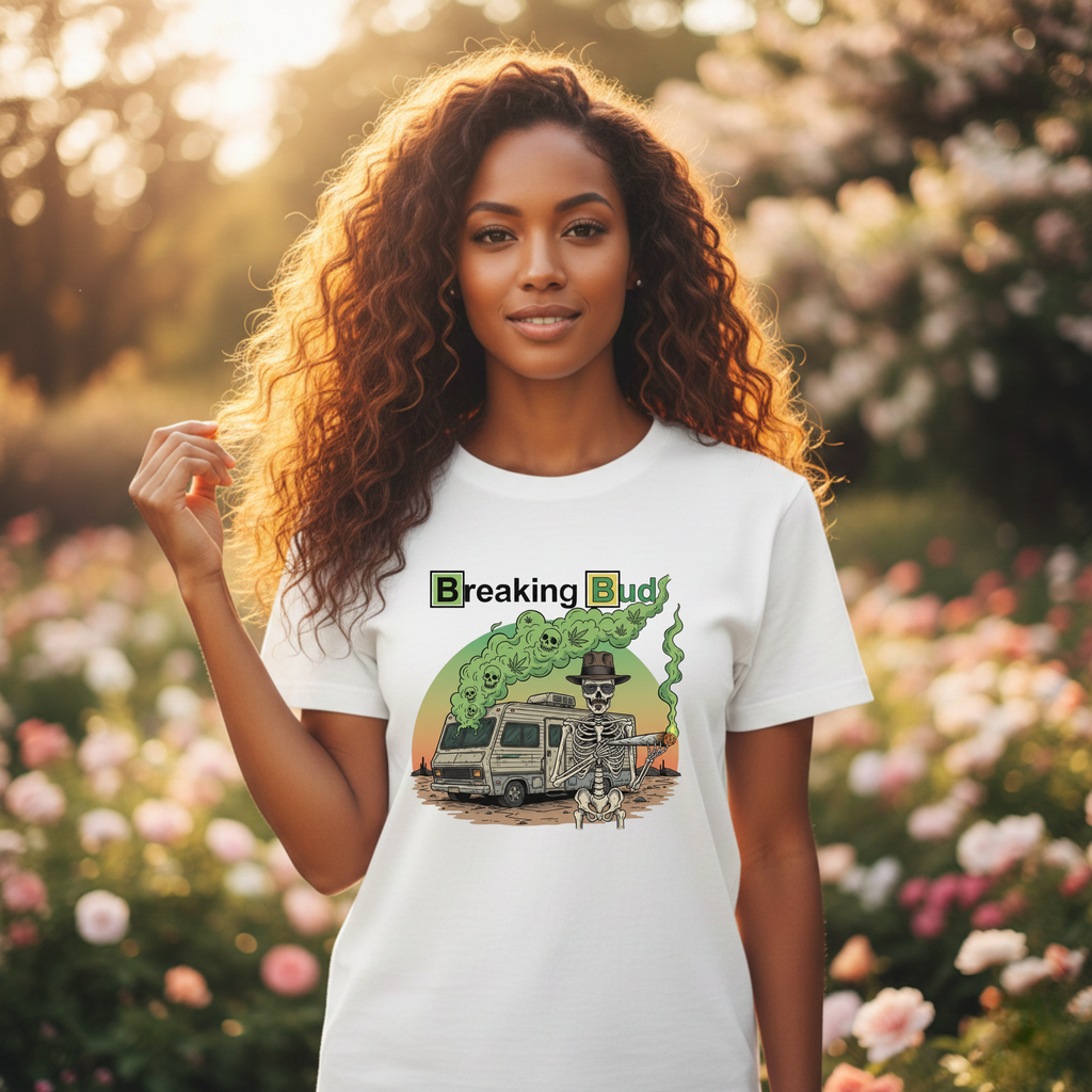 Breaking Buds Stoner Unisex Heavy Cotton Tee, Unique Casual Shirt, Perfect Gift for Fans, Festival Wear, Halloween Theme, 420