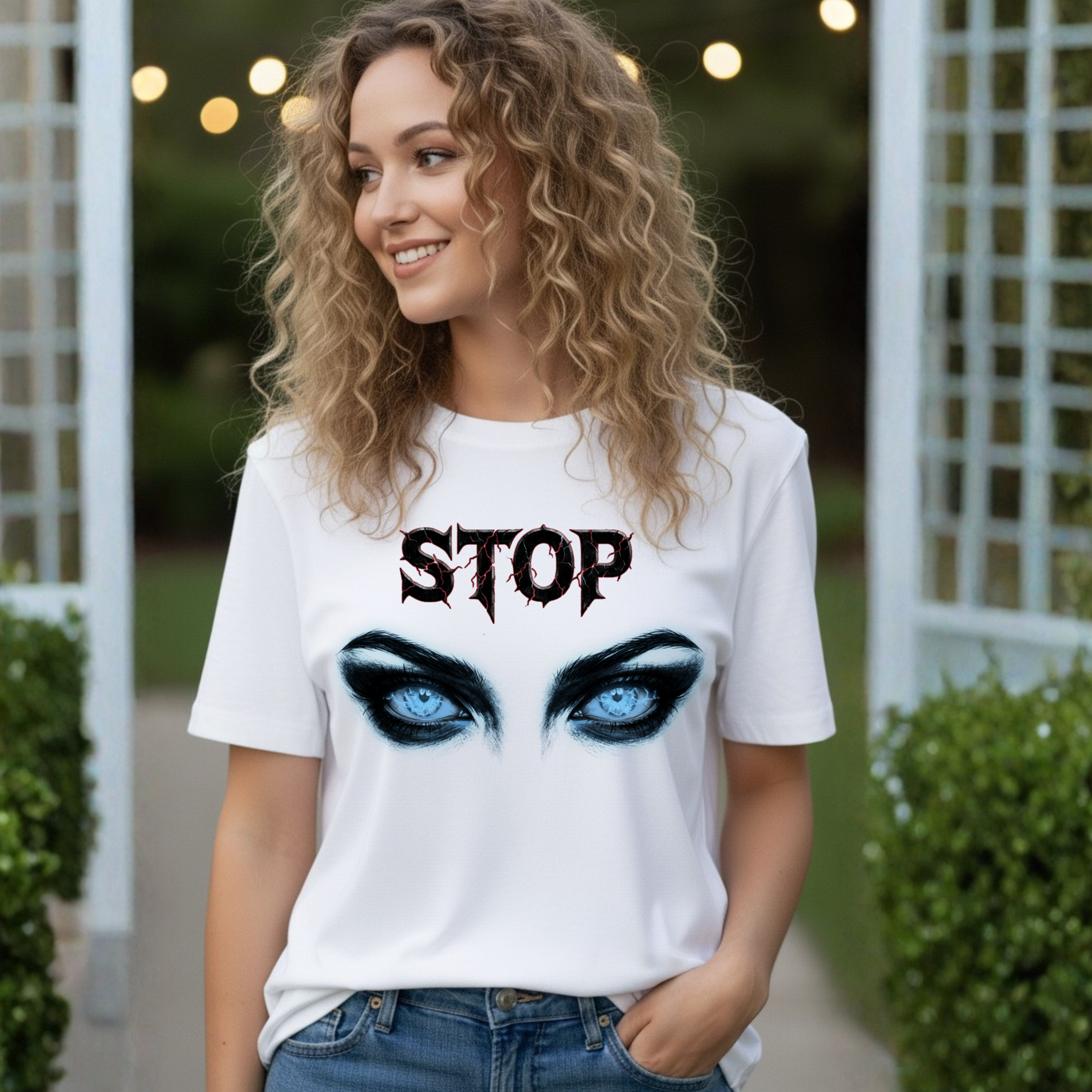 "Stop" Demon Eyes Graphic Tee