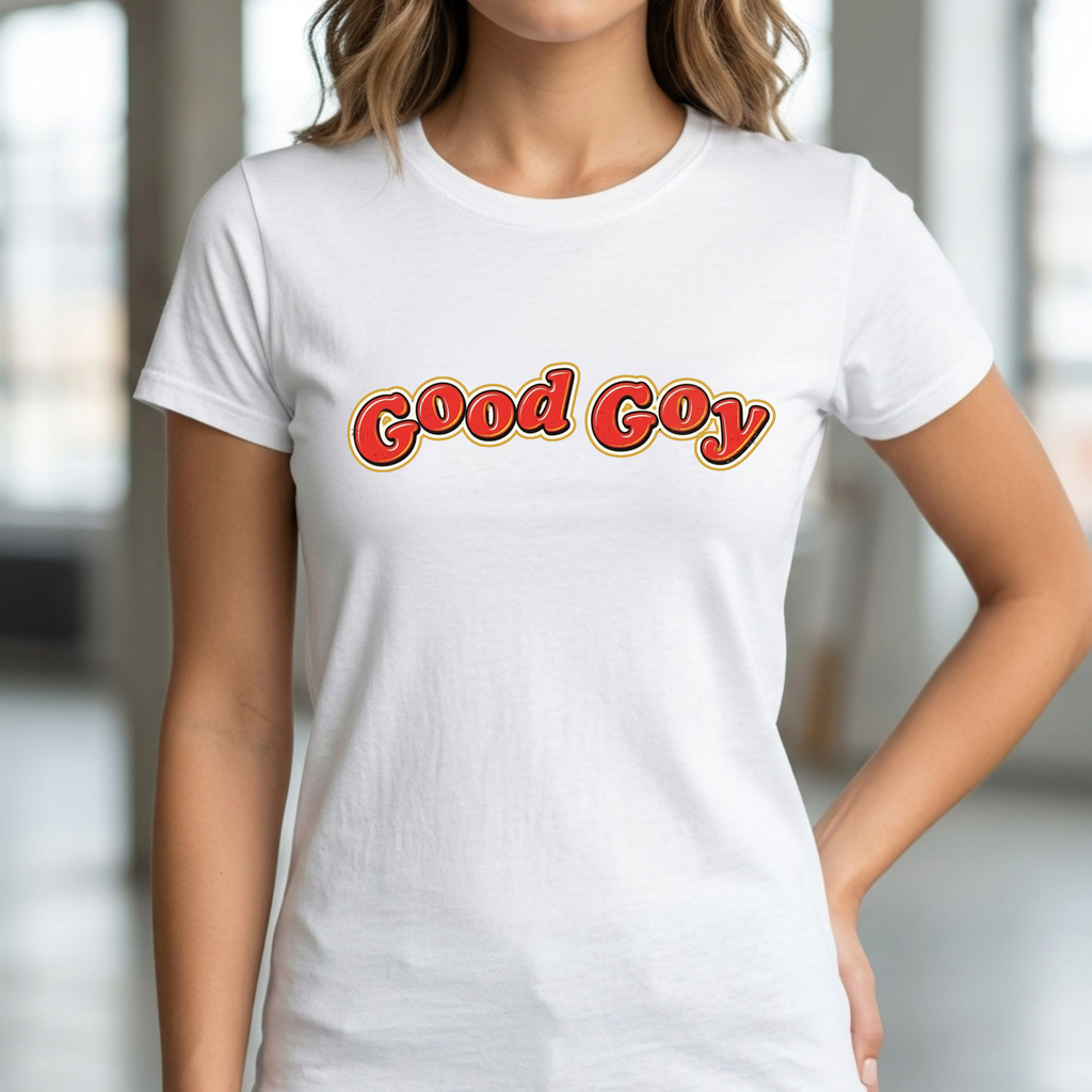 Good Goy Retro Bubble Letter T-Shirt | Nostalgic Parody Design