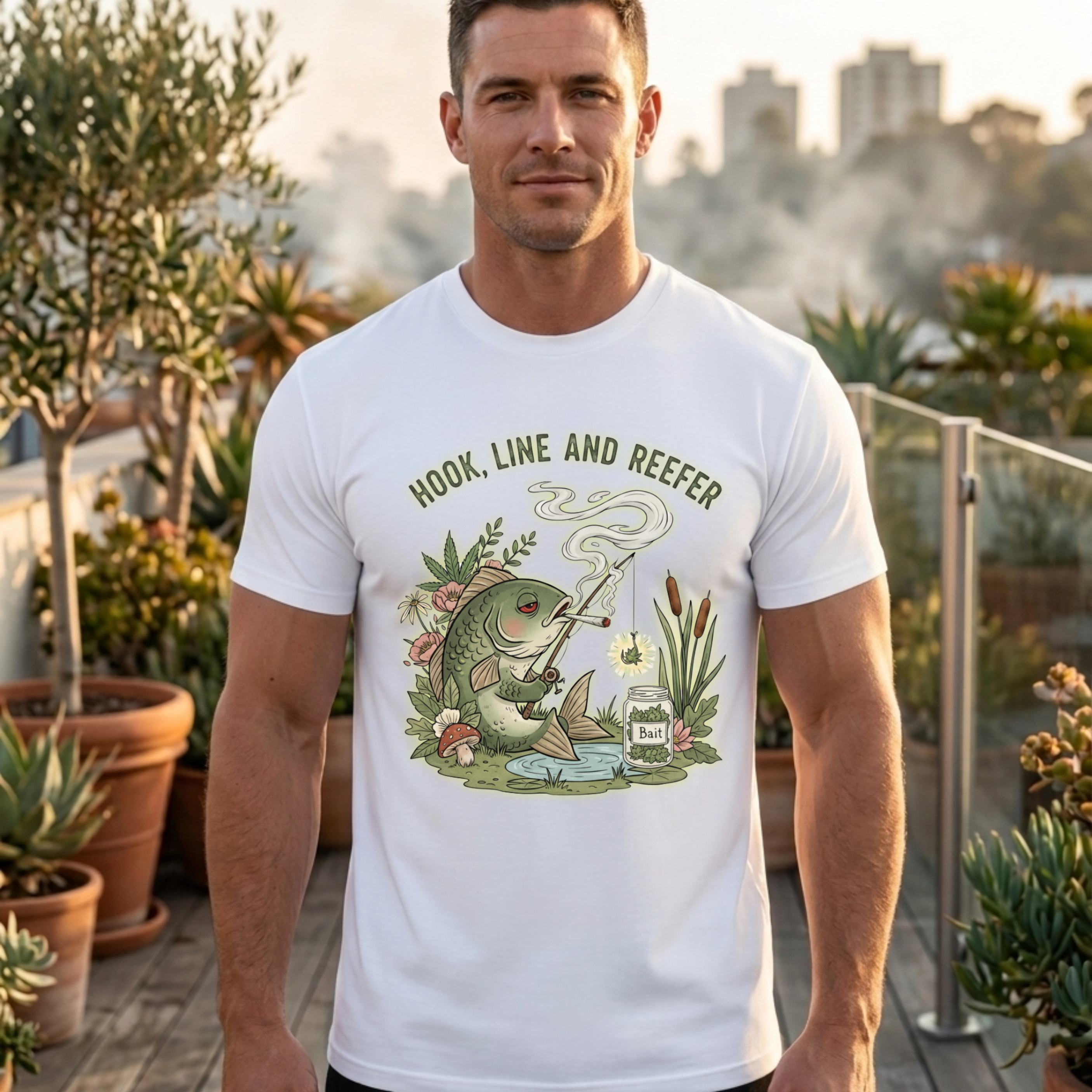 Hook, Line and Reefer Stoner Fishing Tee