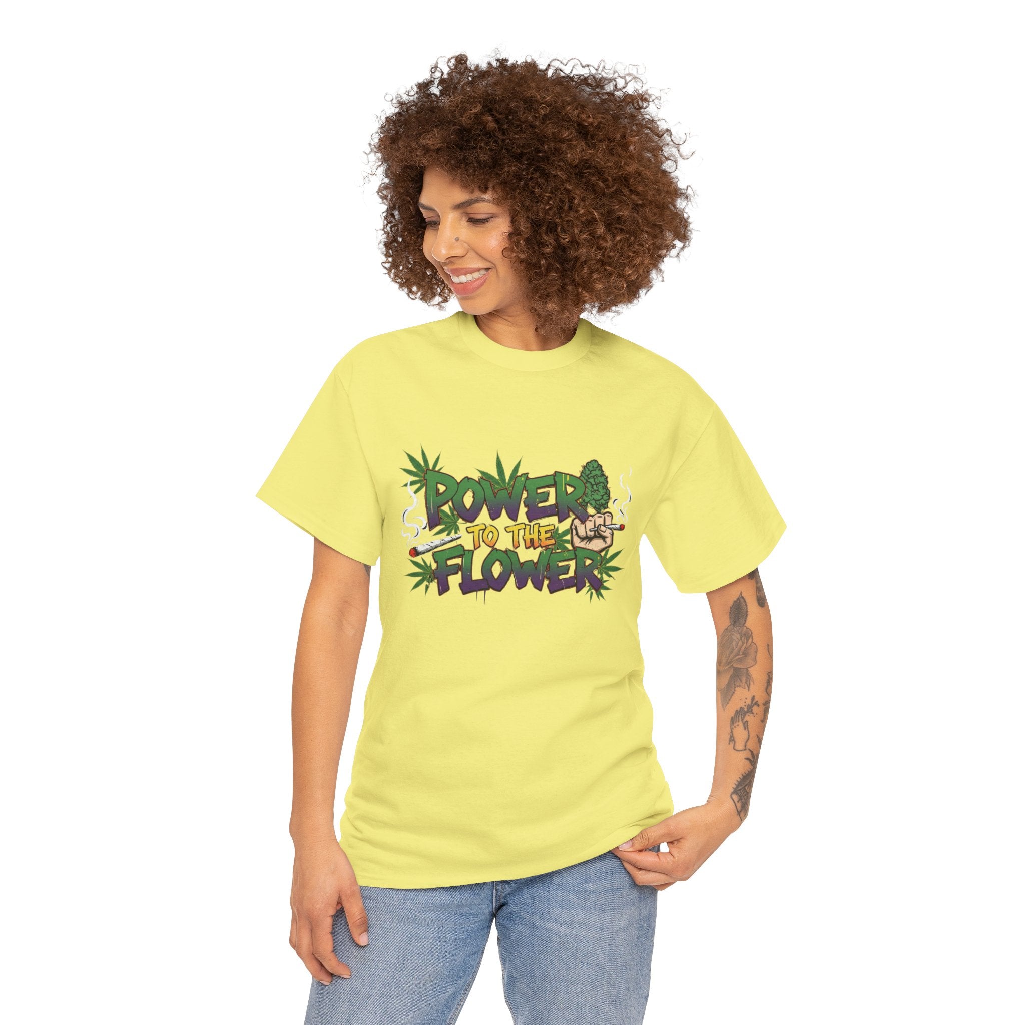 Power to the Flowers Tee | Stoner Conspiracy- Retro Graffiti 420 Leaf