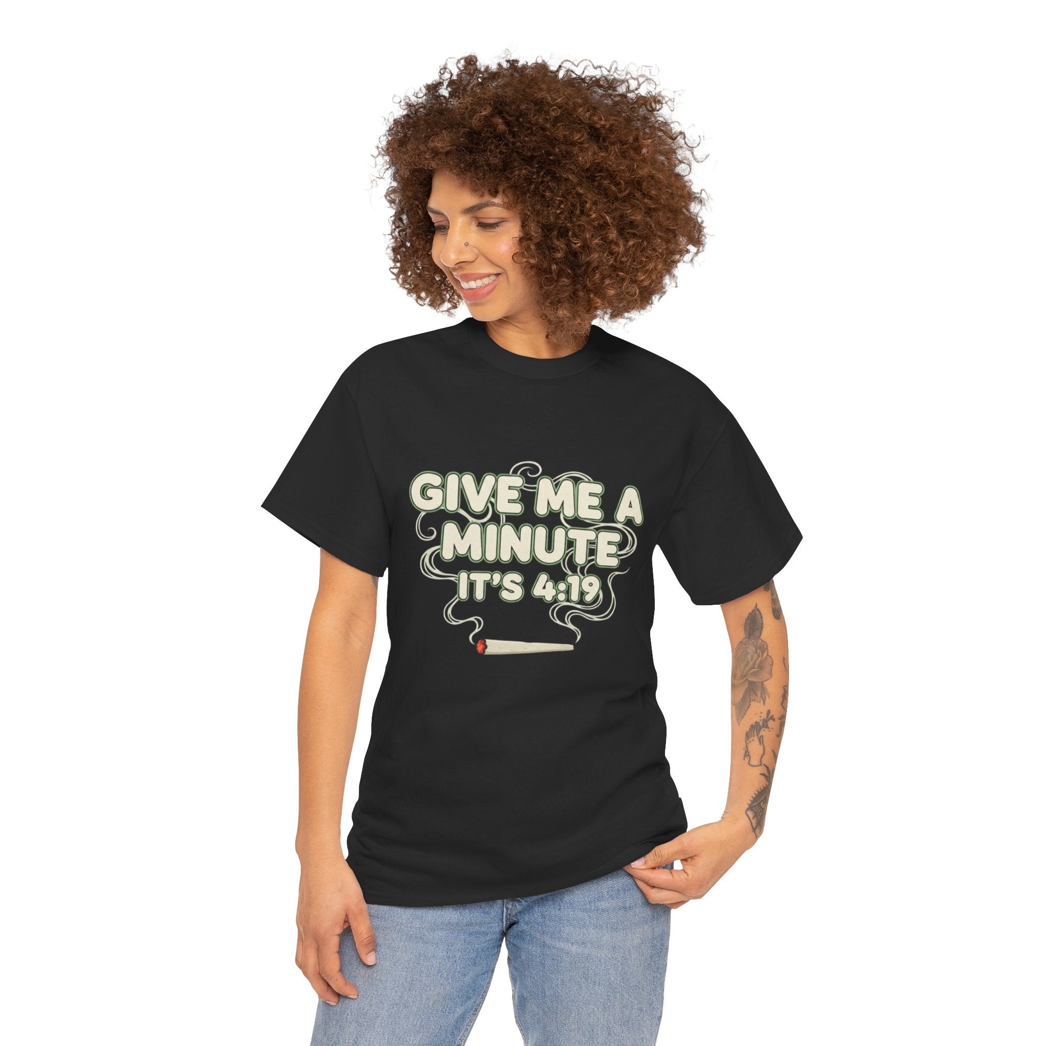Give Me A Minute Its 419 Funny Stoner T Shirt Retro Neon Smoking Graphic Tee