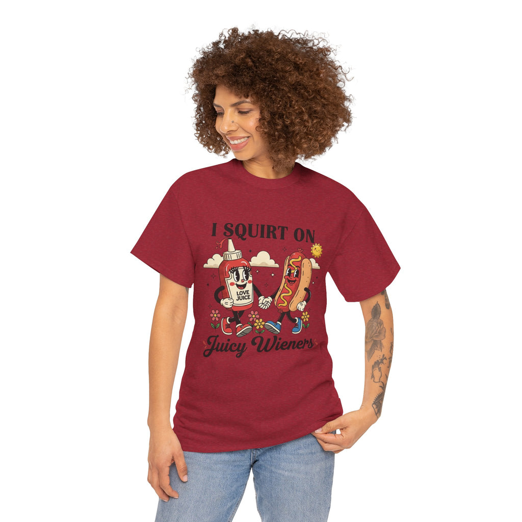 Ketchup & Hot Dog Cartoon I Squirt On Juicy Wieners T-Shirt