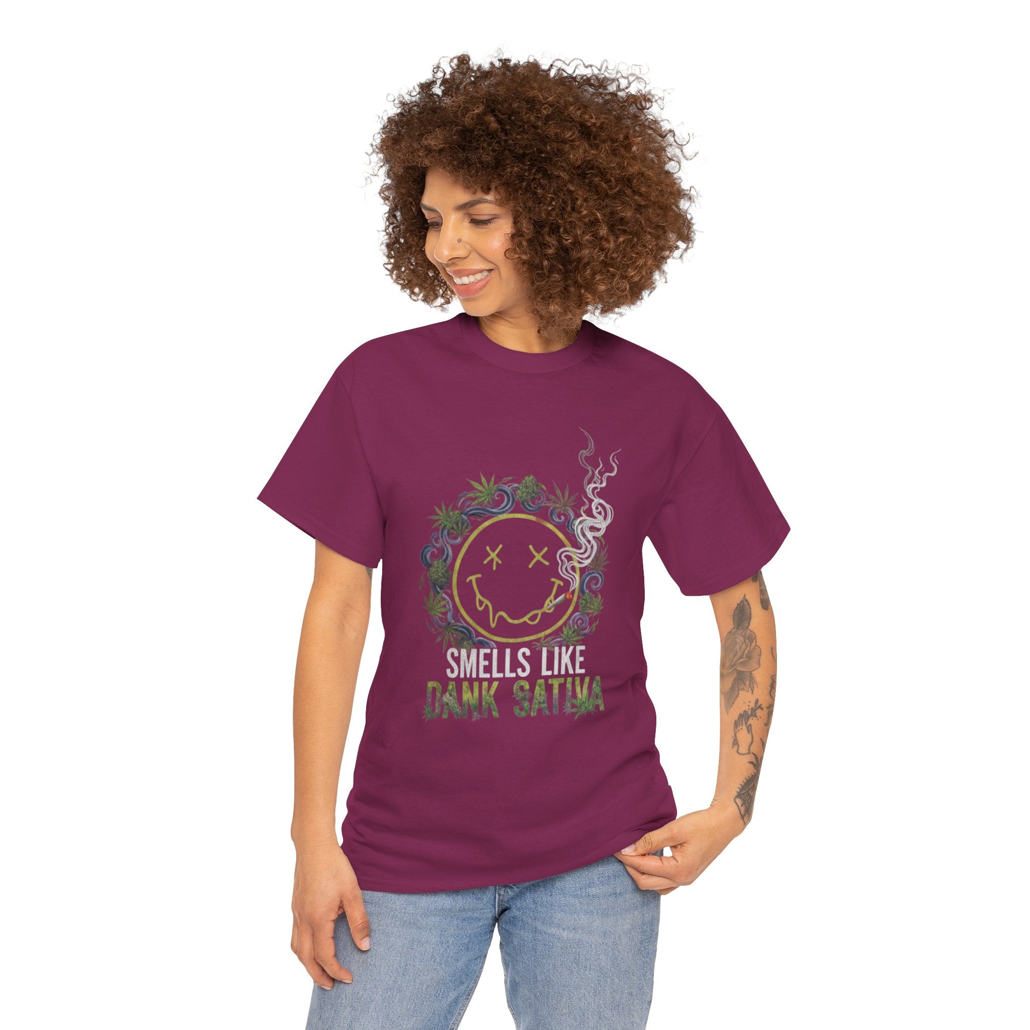 Retro Grunge Smiley 420 Tee | Stoner Humor T-Shirt