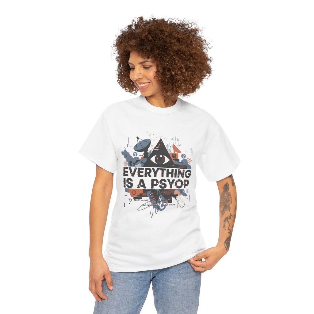 Everything Is a Psyop T-Shirt | Conspiracy Eye Graphic Tee, Abstract Collage
