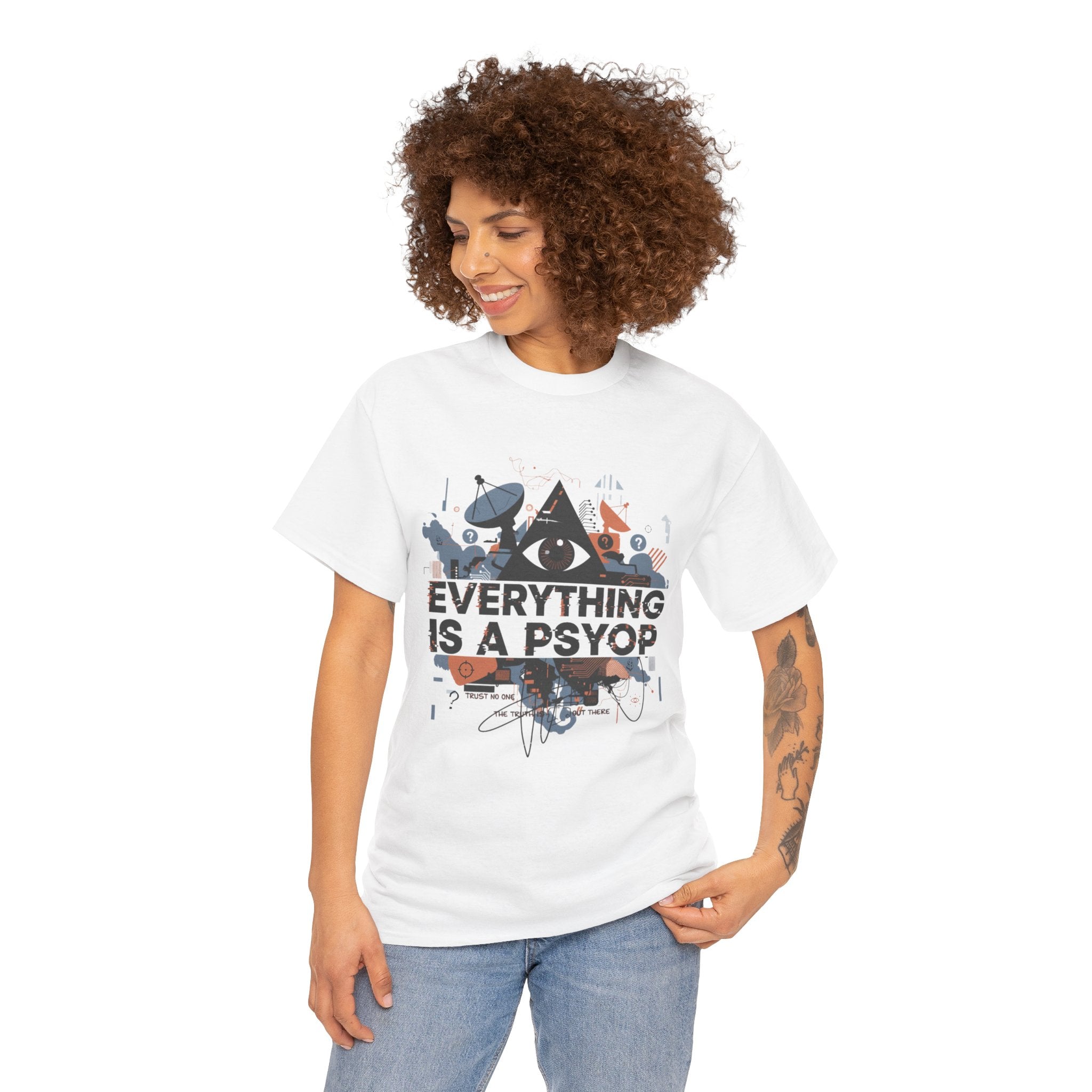Everything Is a Psyop T-Shirt | Conspiracy Eye Graphic Tee, Abstract Collage