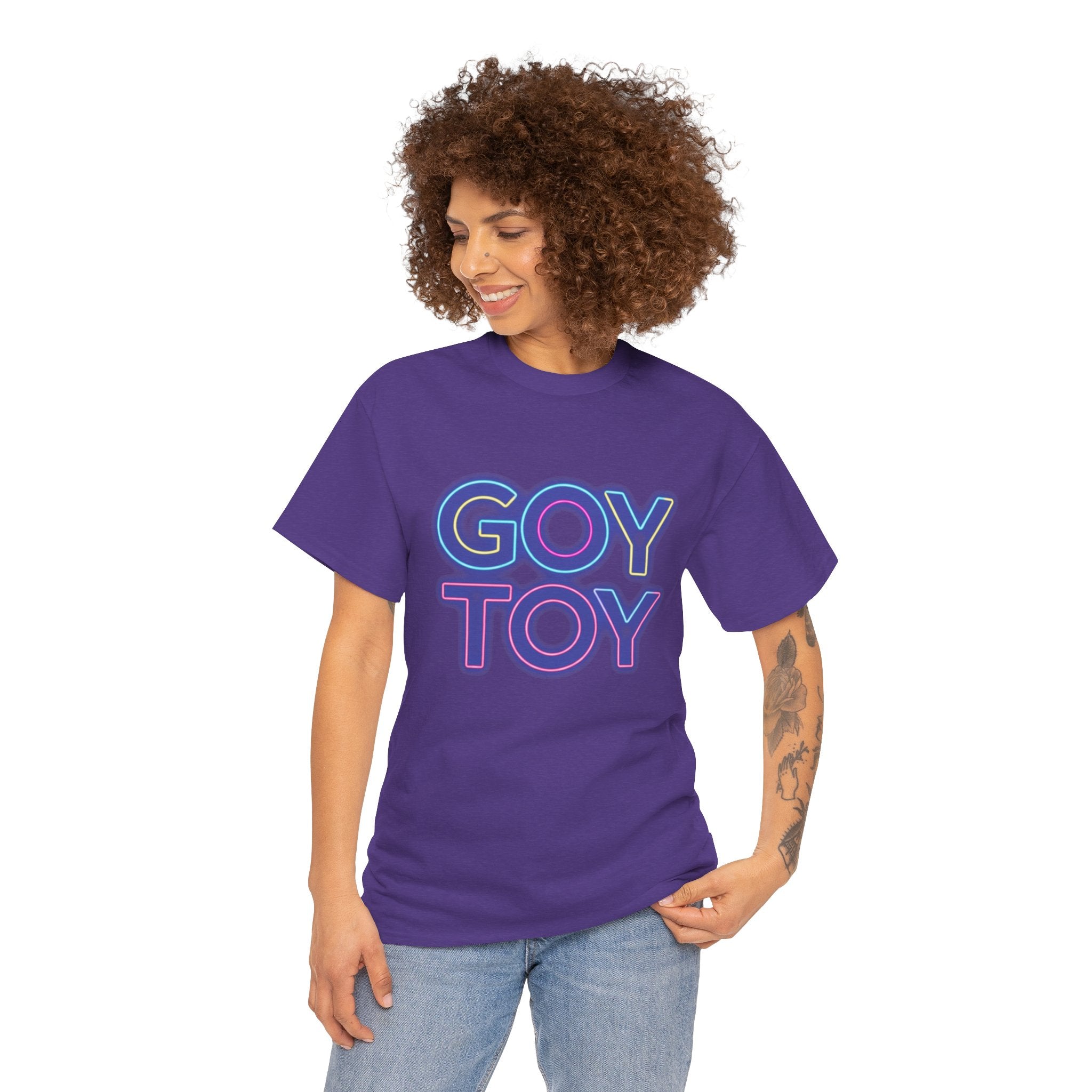 Goy Toy neon text Tee | retro neon typography shirt