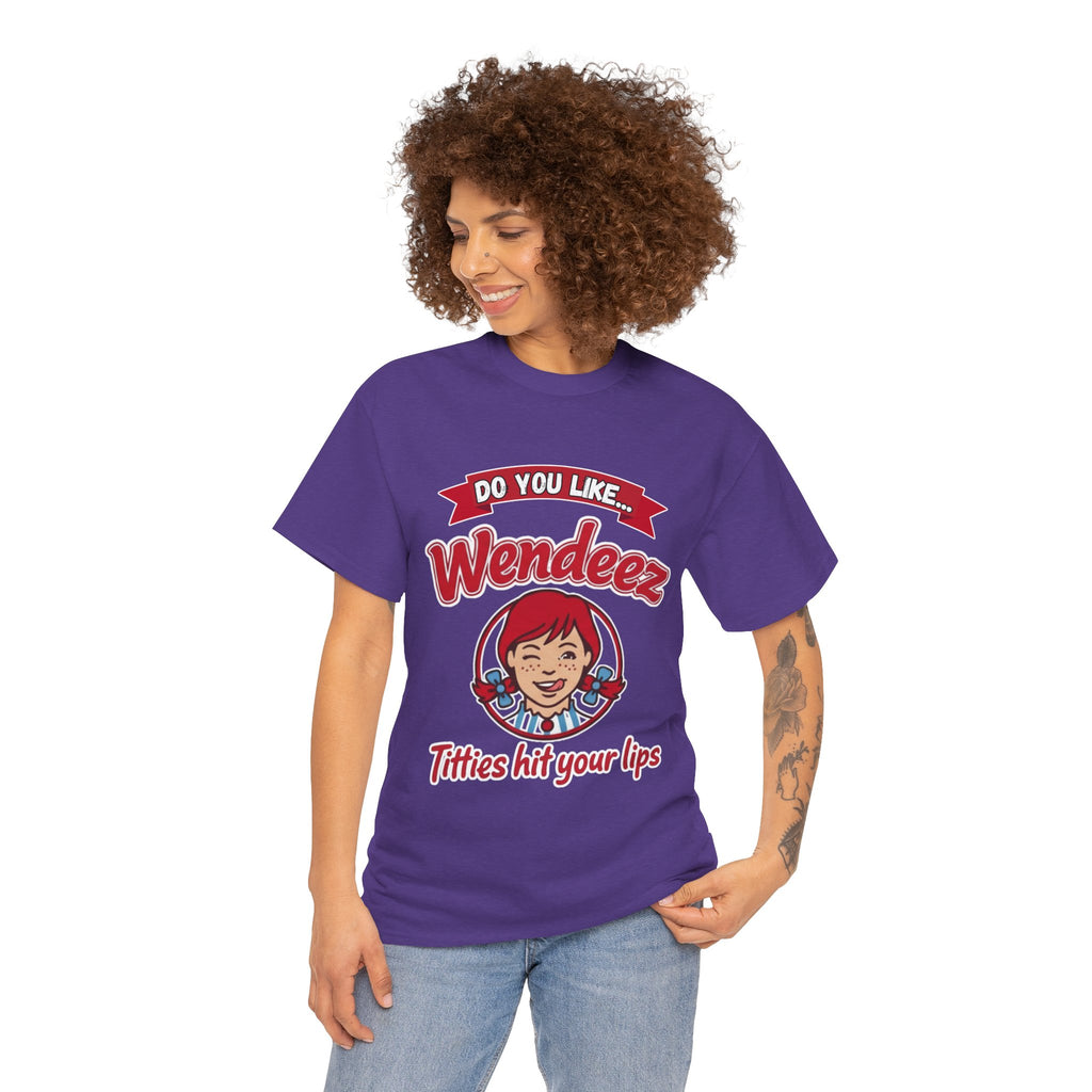 "Do You Like Wendeez Titties Hit Your Lips"- Funny, Parody Retro Logo Tee