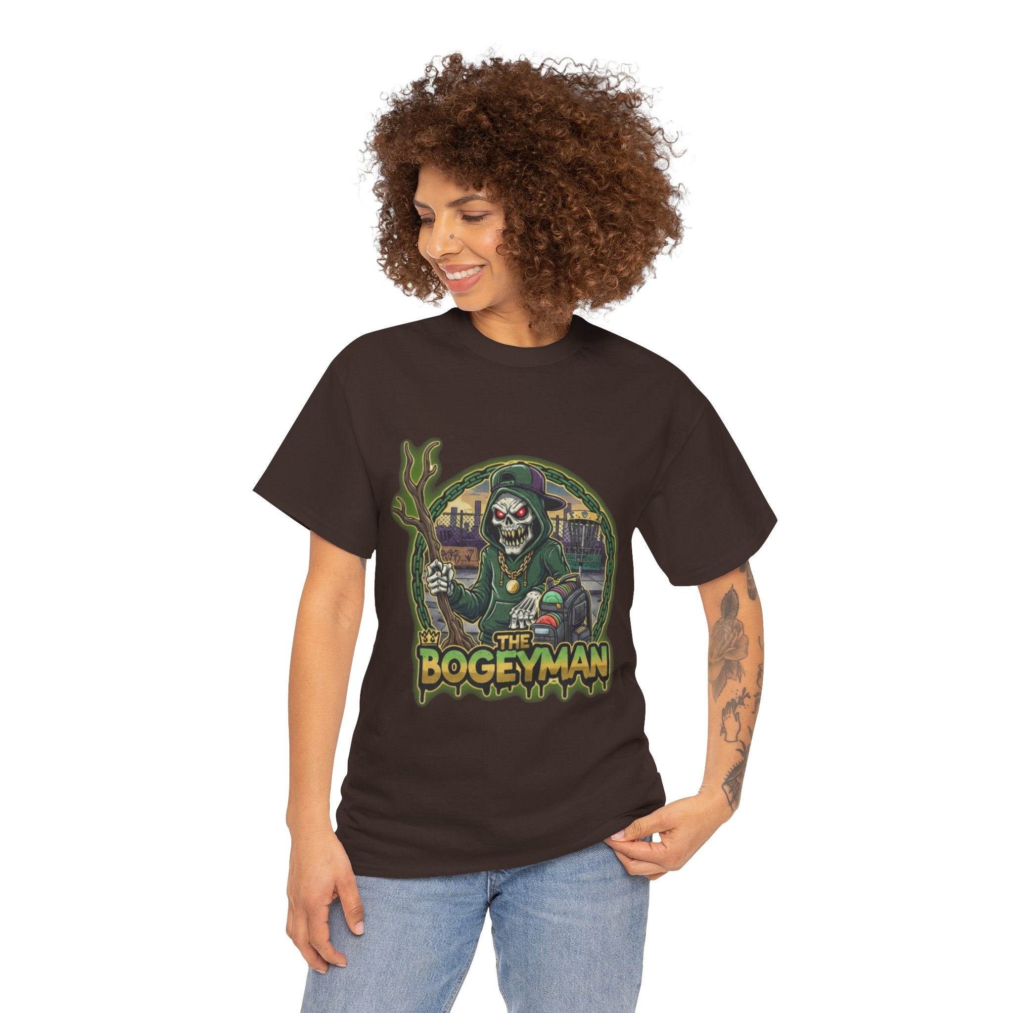 Bogeyman Disc Golf Tee. Unisex Heavy Cotton Tee, Horror T-Shirt, Halloween Costume, Spooky Gift, Graphic Tee for Ghost Lovers, Frolph