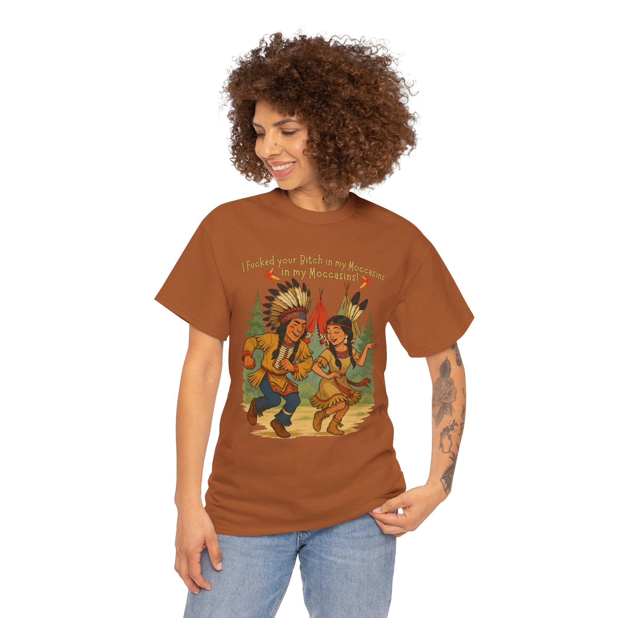 Vintage Native American Couple Dancing T-Shirt | Retro Campfire Illustration, Raunchy comedy IYKYK
