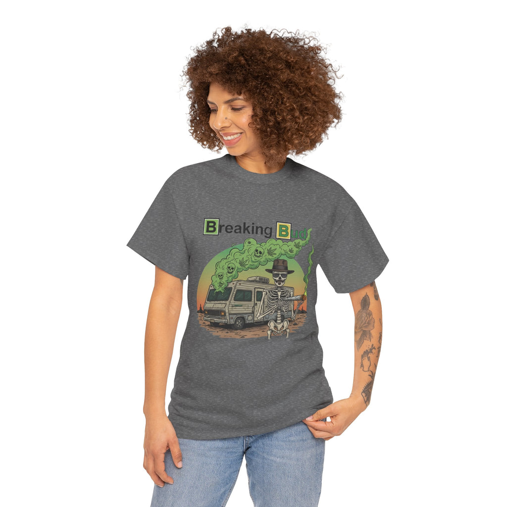Breaking Buds Stoner Unisex Heavy Cotton Tee, Unique Casual Shirt, Perfect Gift for Fans, Festival Wear, Halloween Theme, 420