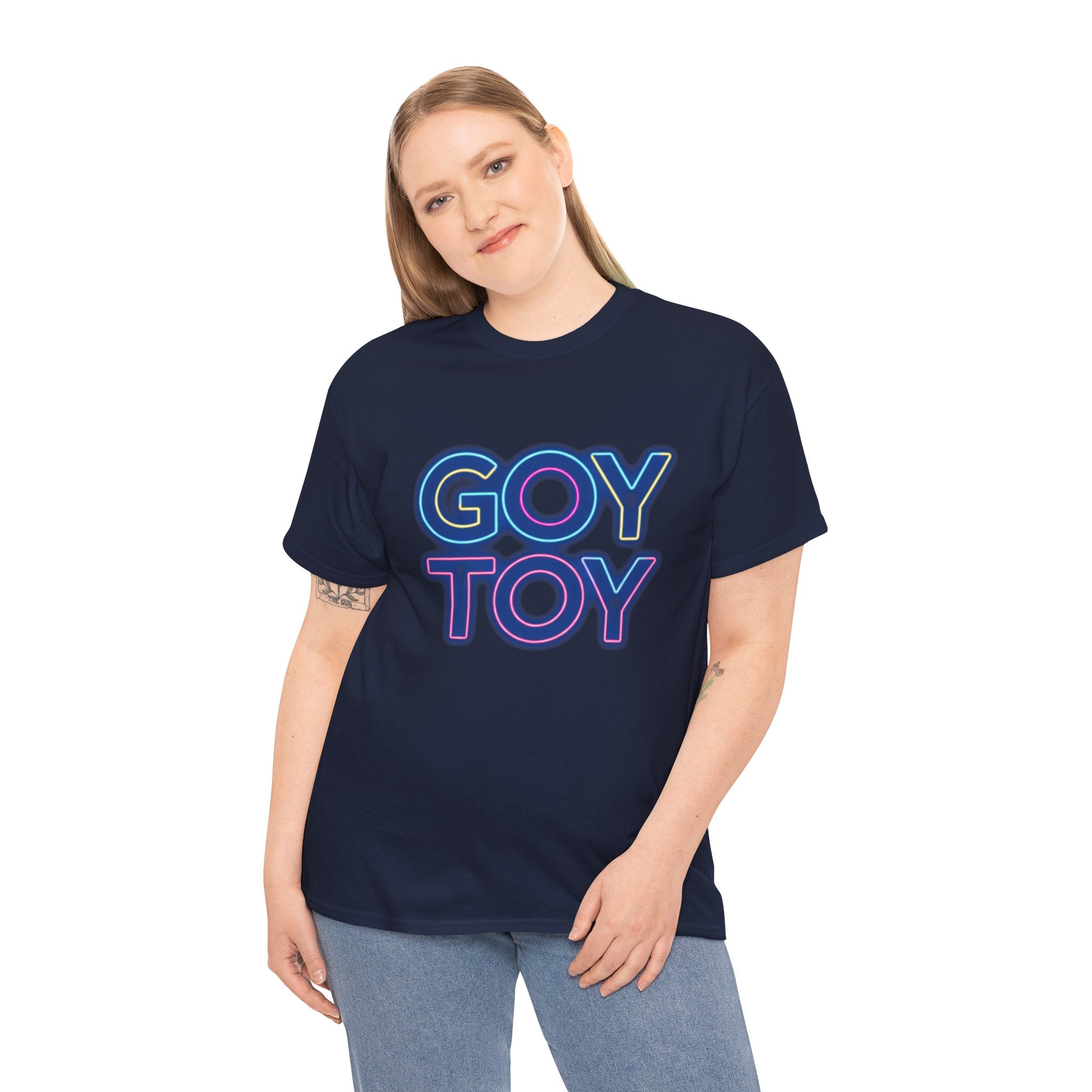 Goy Toy neon text Tee | retro neon typography shirt