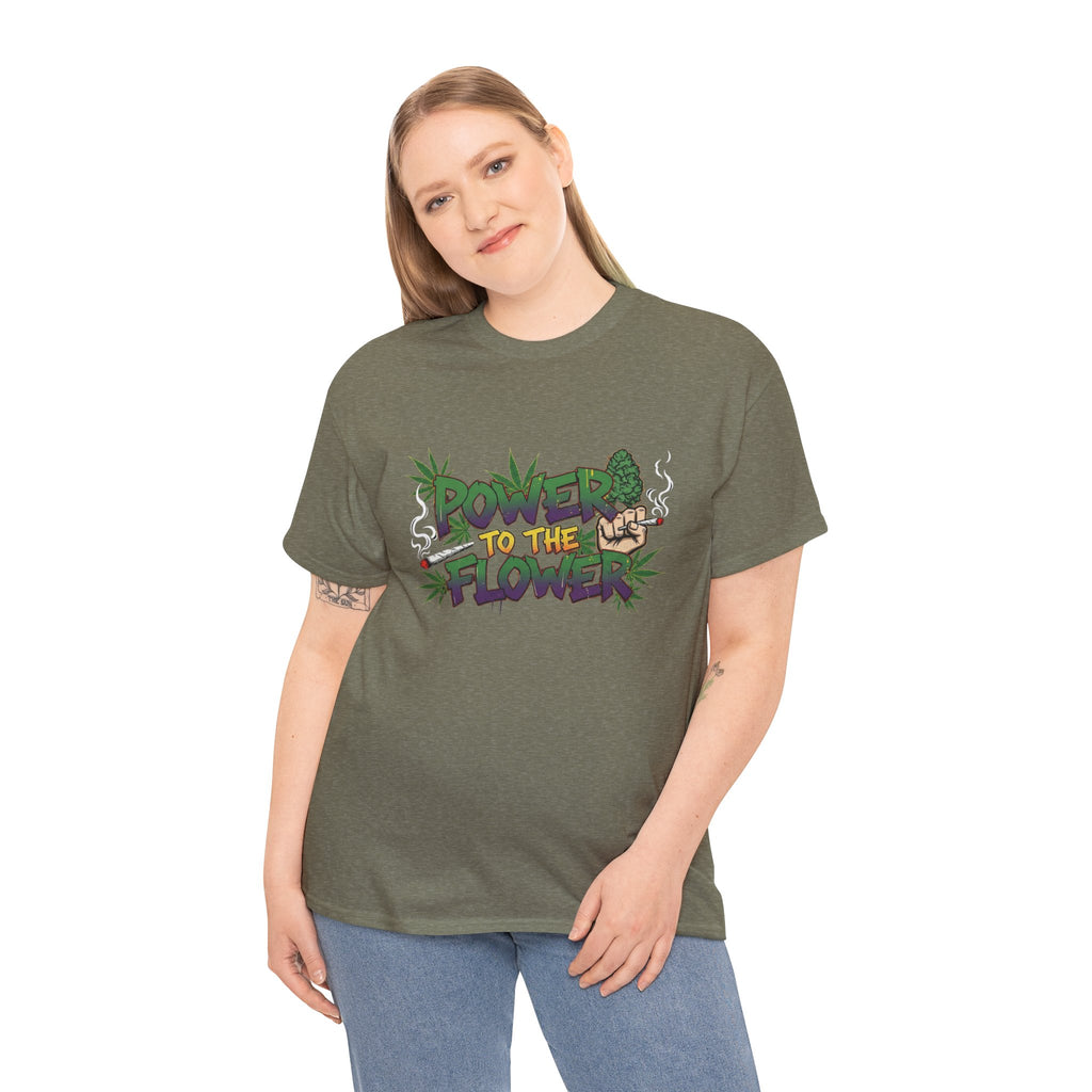 Power to the Flowers Tee | Stoner Conspiracy- Retro Graffiti 420 Leaf