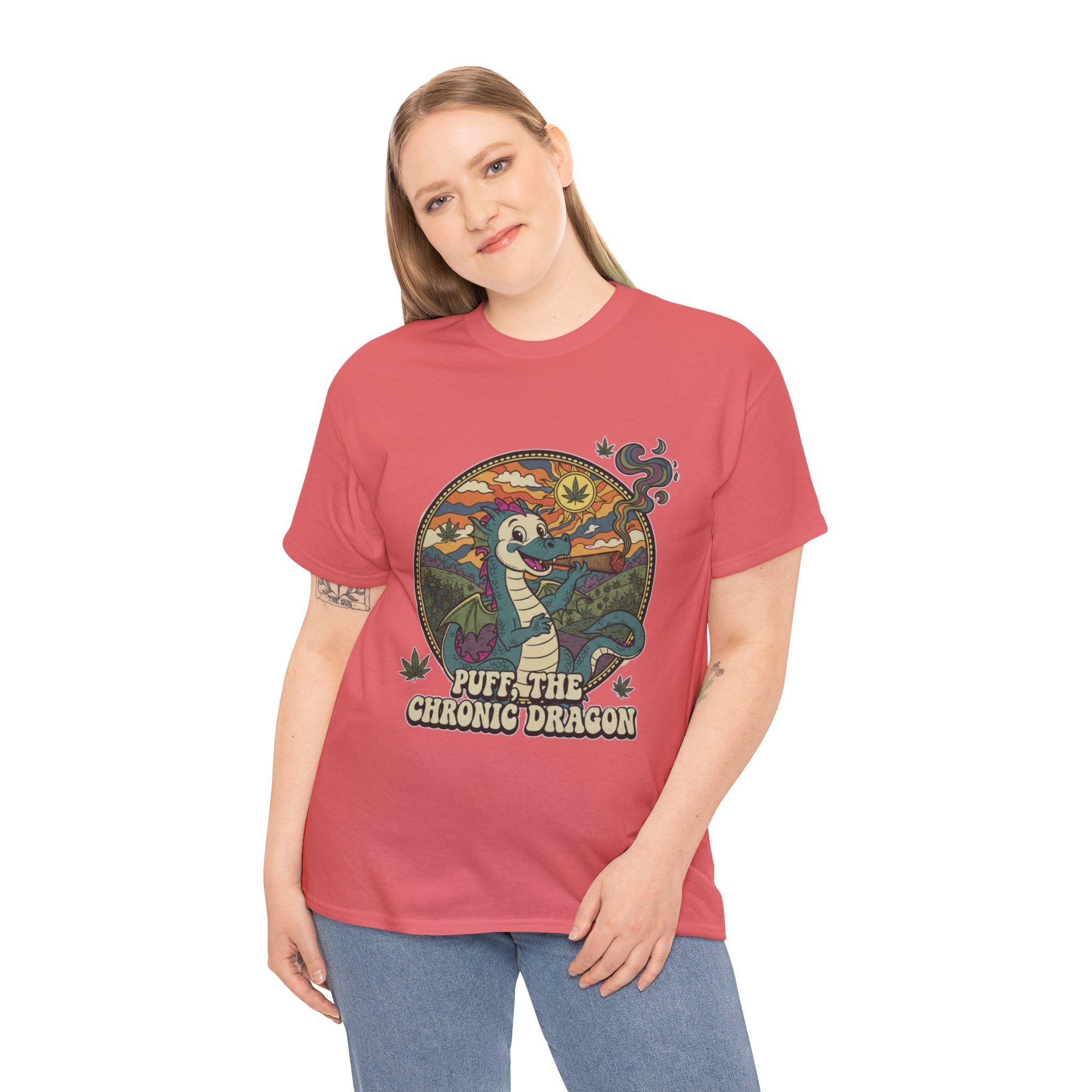 Puff the Chronic Dragon Tee | Retro Dragon Smoking 420 Design