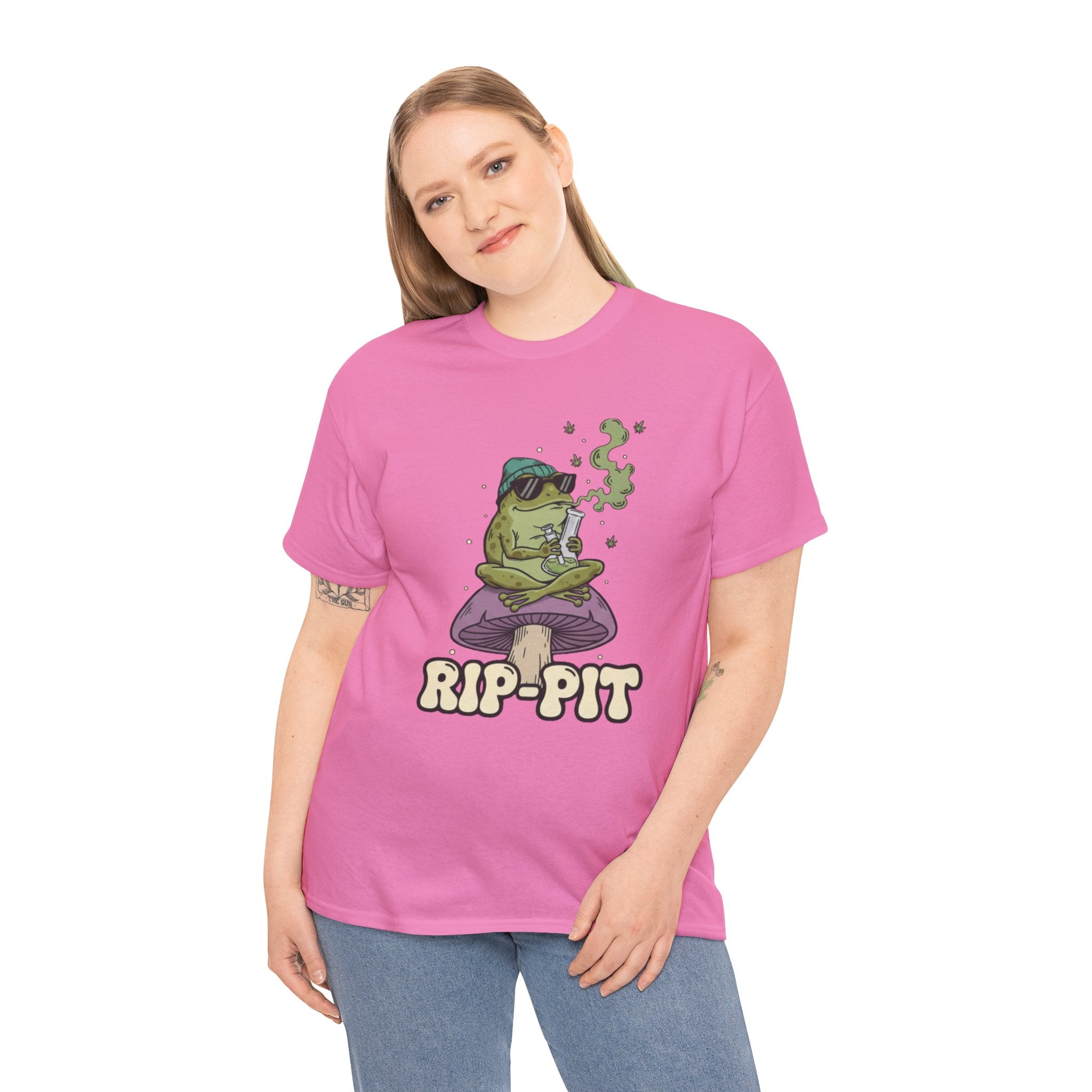 RIP-PIT Frog Smoking Pipe Tee | Chill Cartoon Graphic T-Shirt