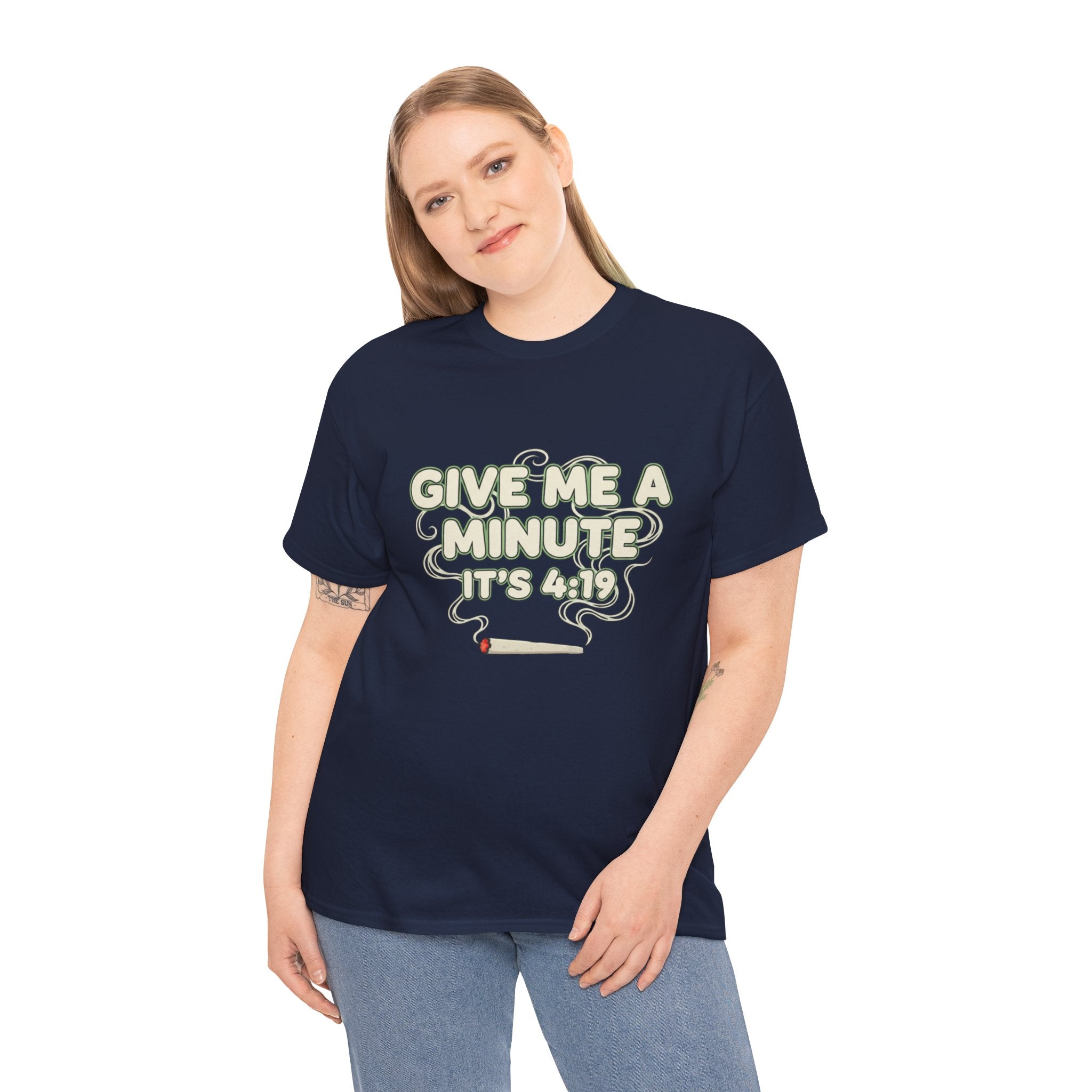 Give Me A Minute Its 419 Funny Stoner T Shirt Retro Neon Smoking Graphic Tee