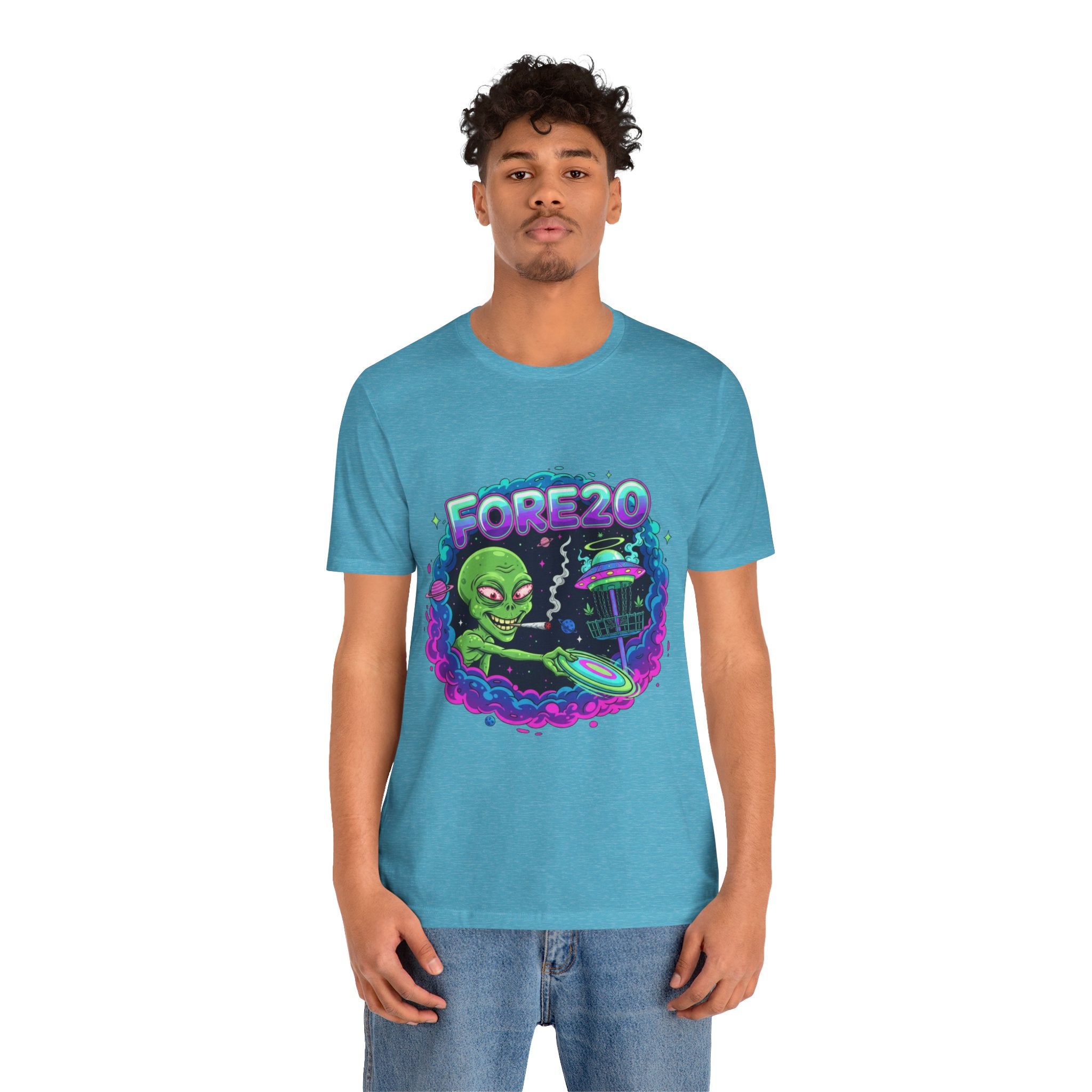 Stoner Alien Disc Golf Tee, UFO T-Shirt, Fun Casual Wear, Gift for Space Lovers, Sci-Fi Fan Apparel, Dunny 420 Frolph Shirt