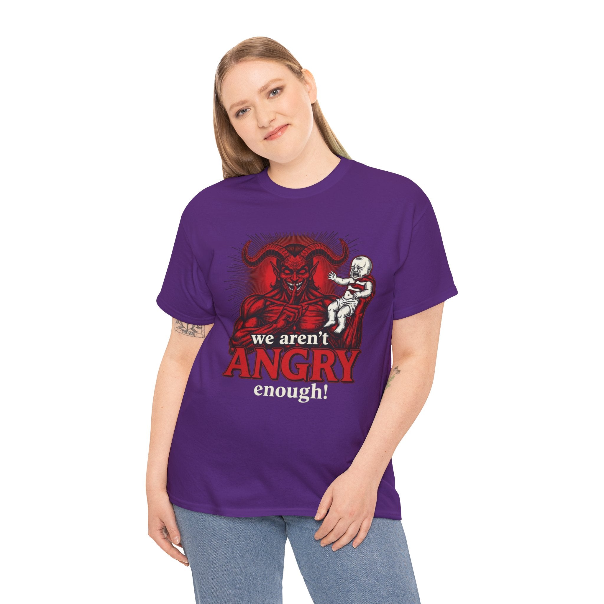 We Aren't Angry Enough Demon Illustration T-Shirt | Horror Graphic Tee, Epstein Files