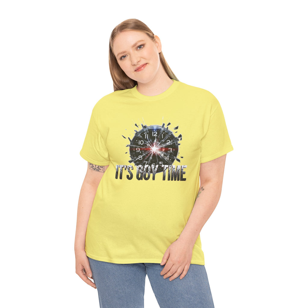 Its Goy Time clock graphic Tee | distressed splash design, humor tee