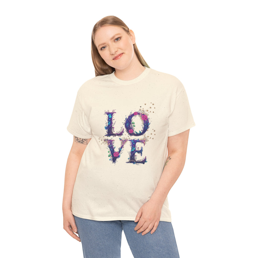 Watercolor Galaxy LOVE T-Shirt | Typographic Love Floral Splash, Valentine's day Tee