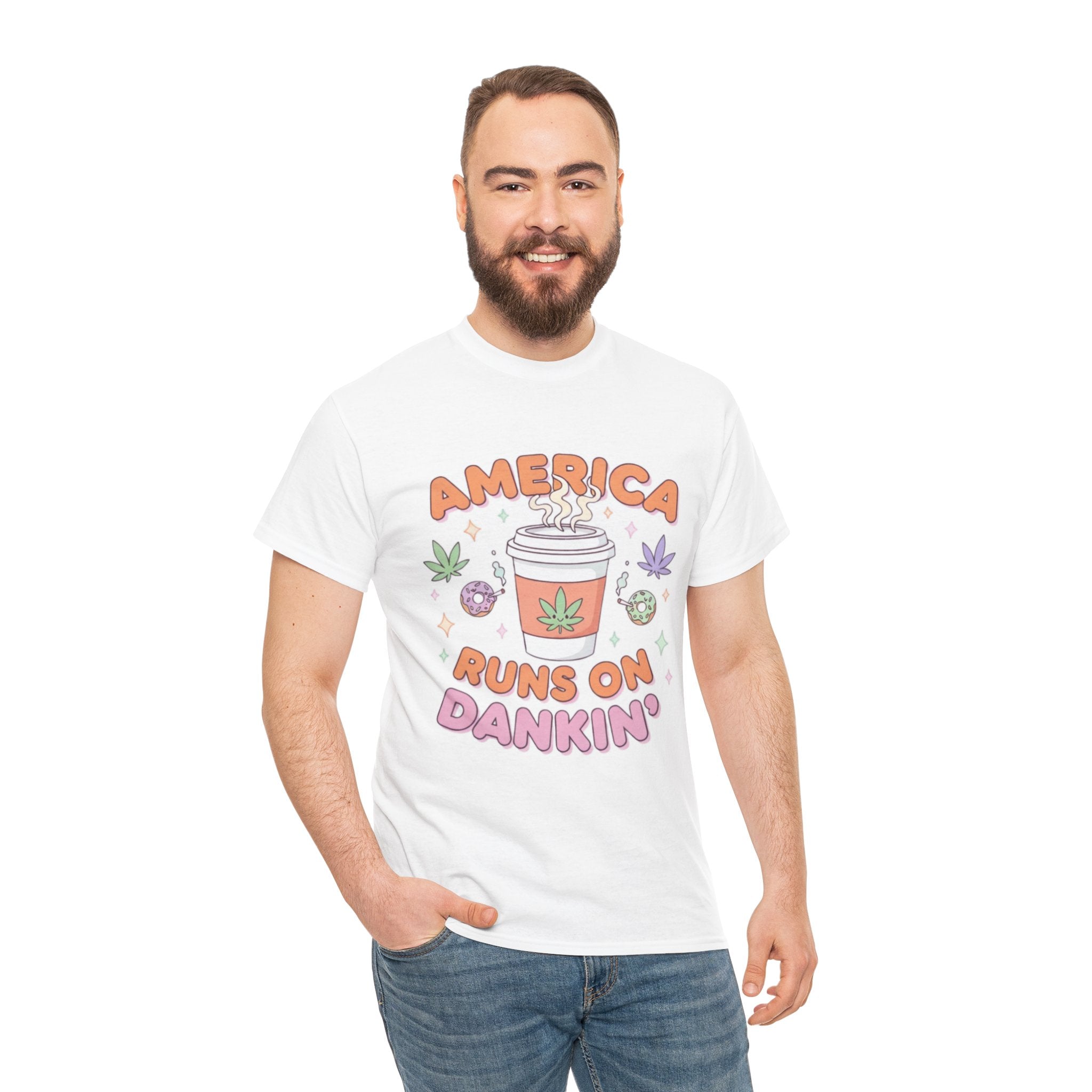 America Runs on Dankin'- Herb Leaf Graphic Tee | Funny Stoner Parody